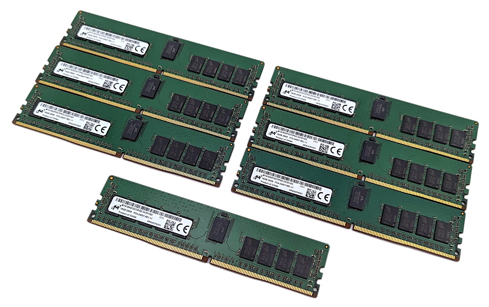 Lot of 7 Micron 16GB 2Rx8 PC4-2400T Server ECC REG RAM MTA18ASF2G72PDZ-2G3D1QG
