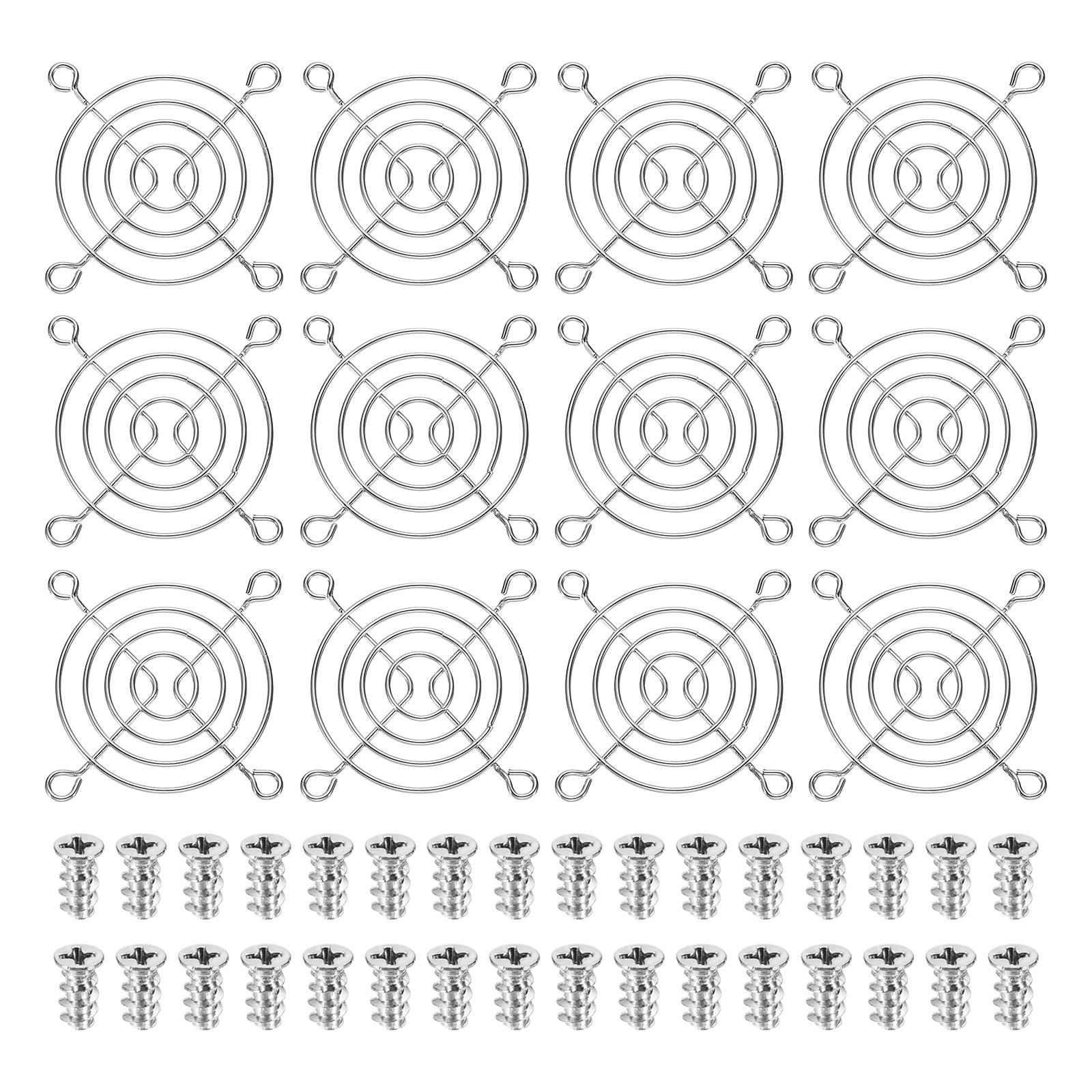 12Pcs 60mm Fan Finger Grill Metal Ventilation Grill Cover with Screws Silver]