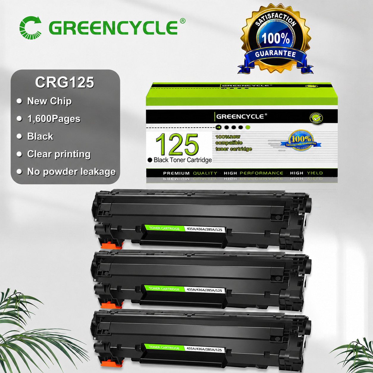 3 Pack Canon CRG125 125 Black Laser Toner for MF3010 LBP6000 LBP6030w LBP6030