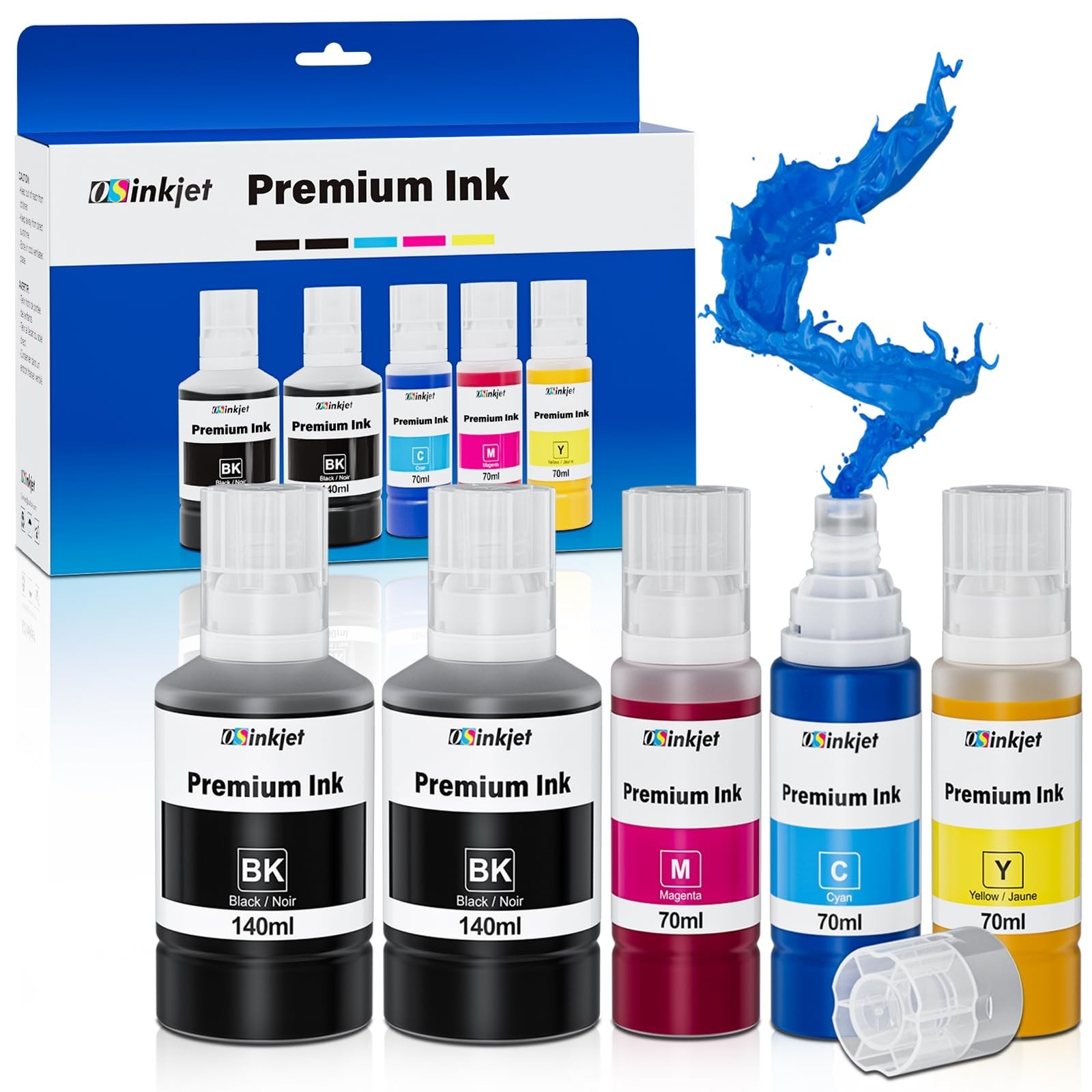 T542 Pigment Ink Refill Bottles 2 Black CMY Compatible ET-5150 ET-5170 ST-C5000