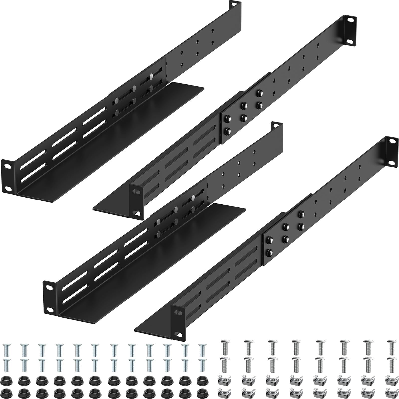 2 Pack 1U Universal Rack Mount Rails 19 inch 4-Post Server Cabinet EIA