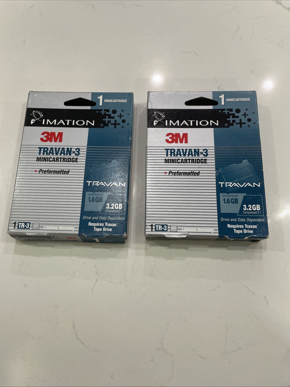 Lot of 2 3M Travan TR-3 MINICARTRIDGE Preformatted 1.6GB Travan Media Cartridge