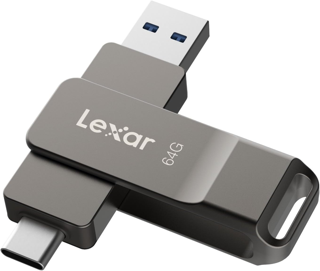 Lexar D40E 64GB Dual USB 3.2 Gen 1 Type-C Jump Drive, Titanium Grey