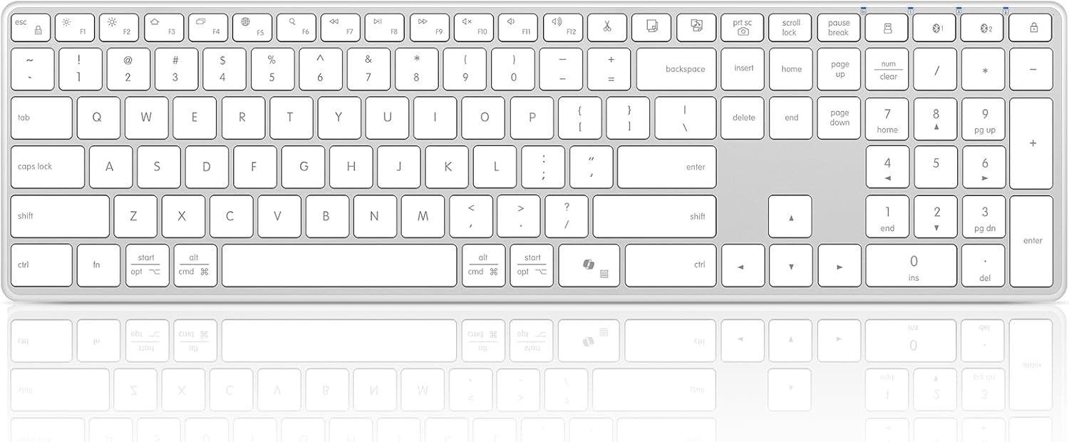Wireless Bluetooth Keyboard Stainless Steel Multi-DeviceFull Size Keyboard T52-4