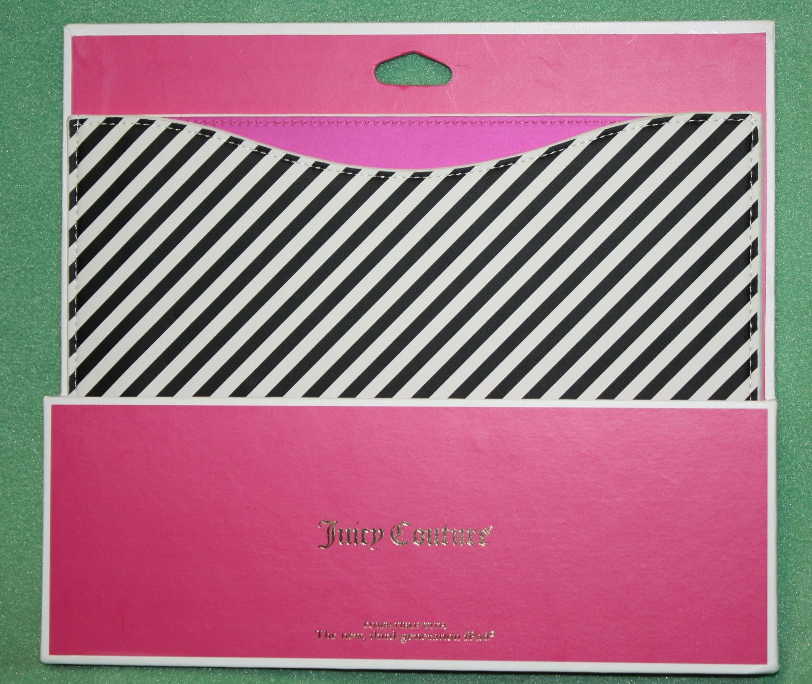 Juicy Couture I Pad Sleeve NEW Black white Stripe Retail 48 iPad NIP 