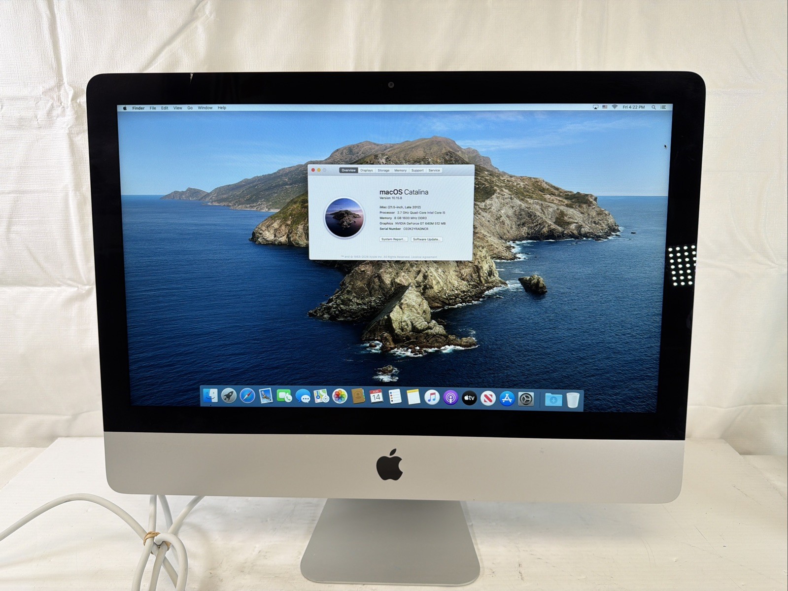 Apple iMac A1418 21.5" 2017 Intel i5-3330S 8GB Ram 1 TB HDD Catalina 10.15 OS