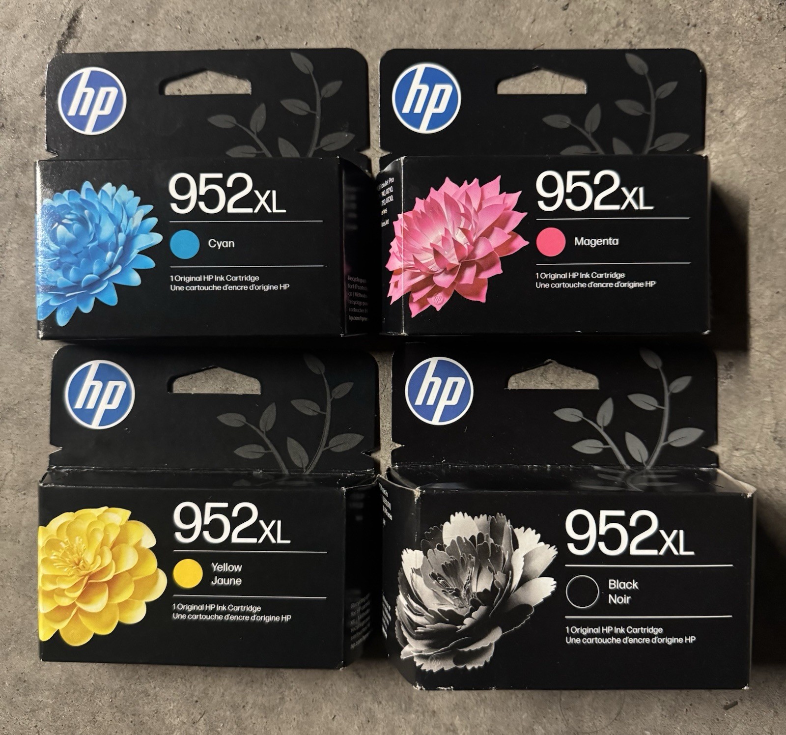 4-PACK HP GENUINE 952XL High Yield Black Color Inks (All XL) EXP 2028 BRAND NEW