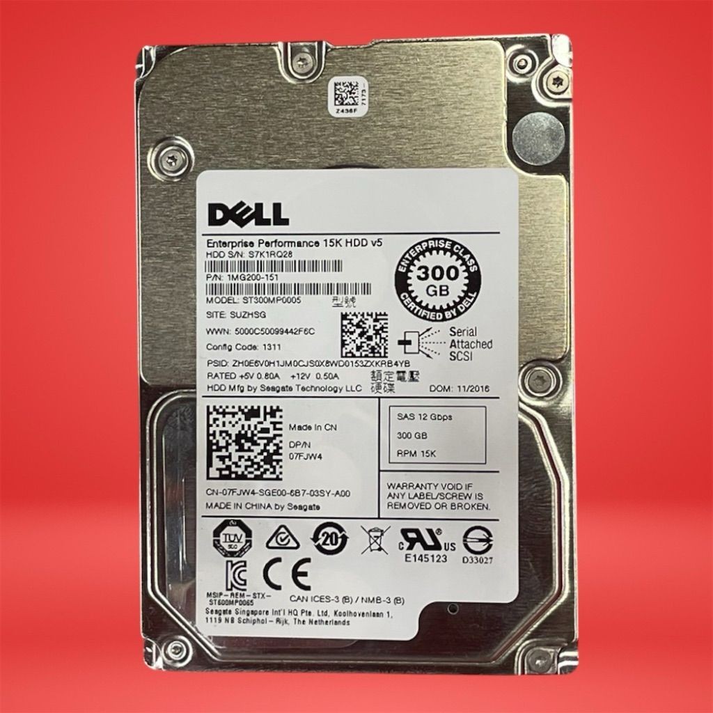 Dell Enterprise Performance 15K HDD v5 - 300GB, 15000RPM, SAS, New