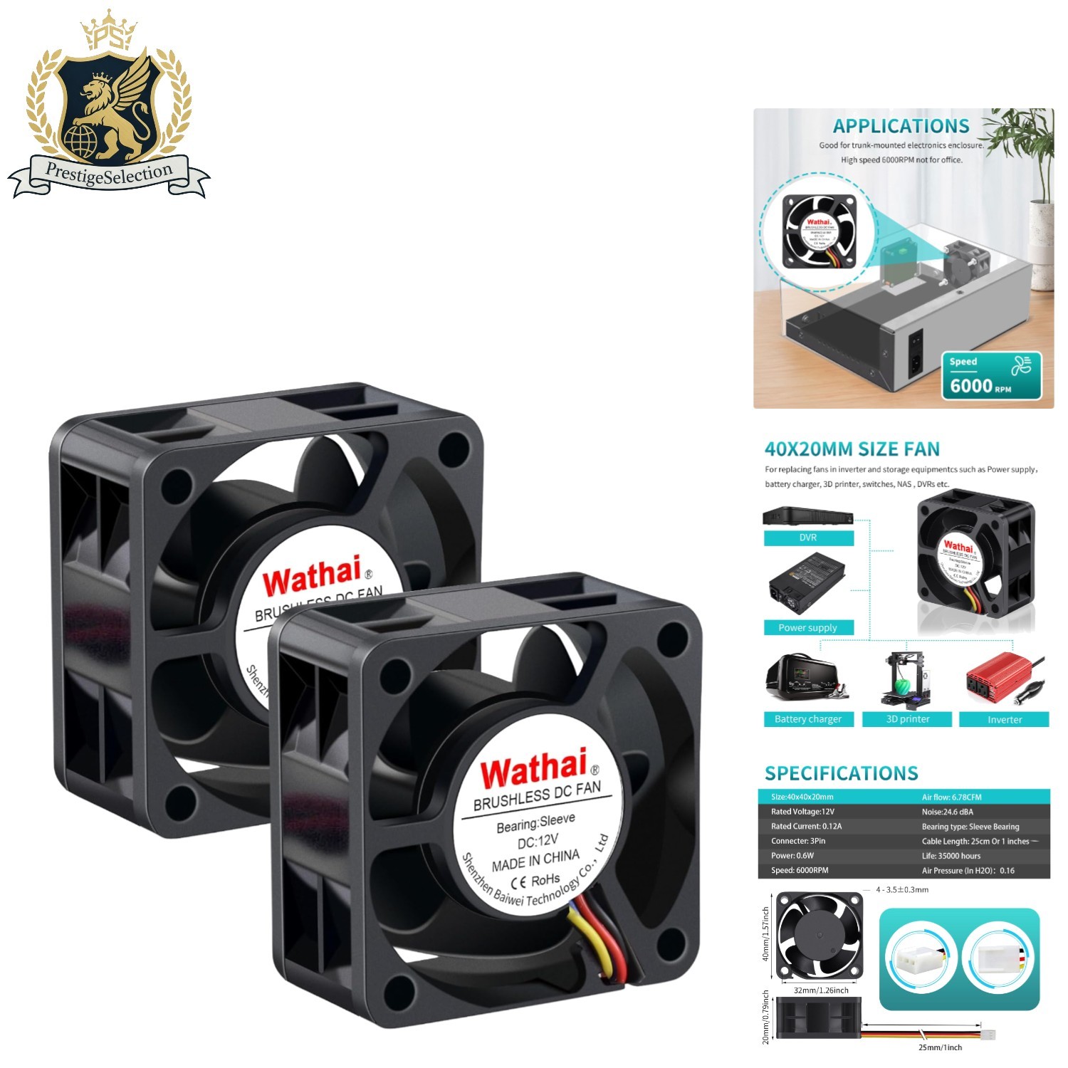 Ultra-Quiet High-Speed 12V 40mm Computer Fans - 2 Pack for DIY Cooling Solutions