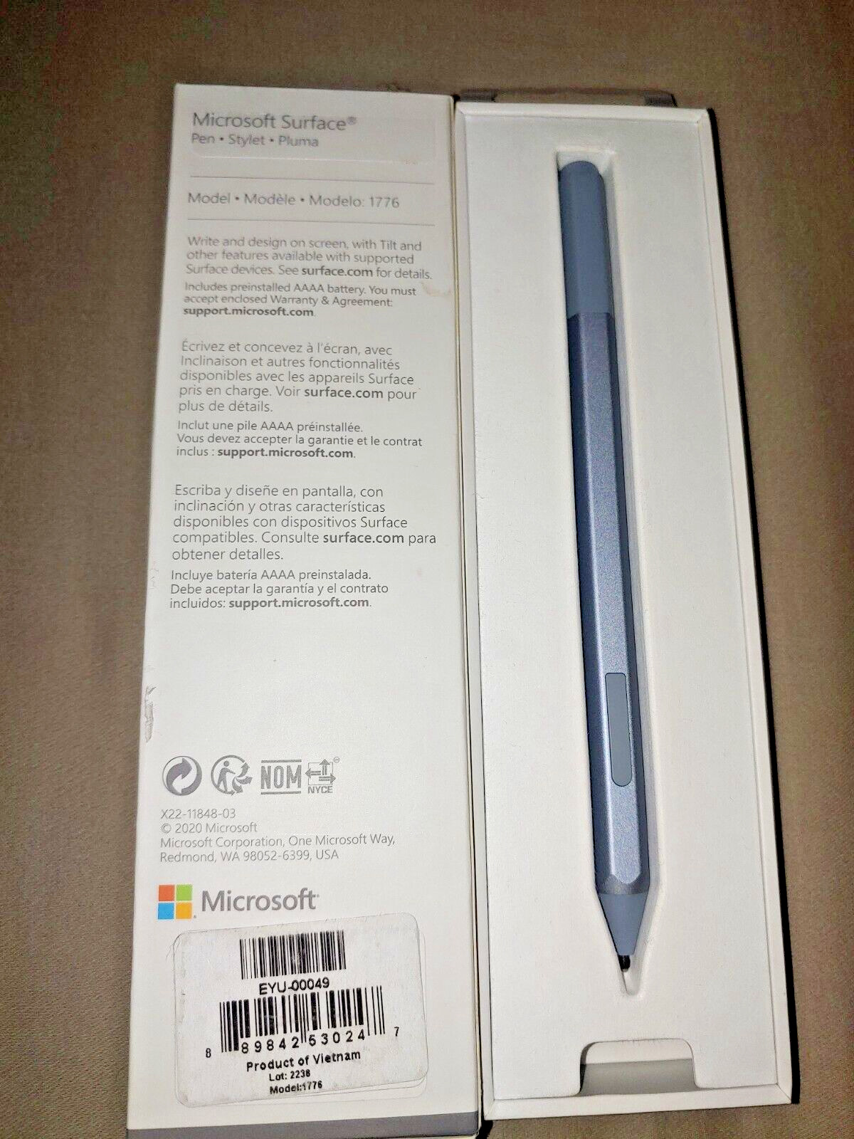 OB Microsoft Surface Pen Stylus for Surface Pro, Book, Ice Blue 1776 EYV-00001