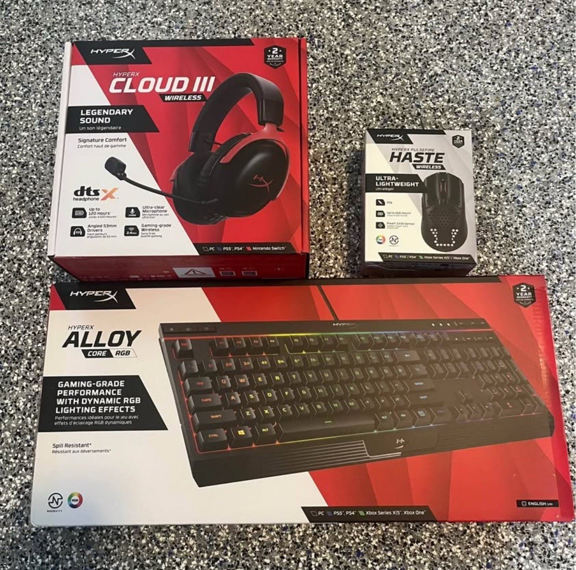 HP Hyper X Gaming Bundle Cloud 3 Mic, Haste Wireless Mouse, Alloy Core Keyboard