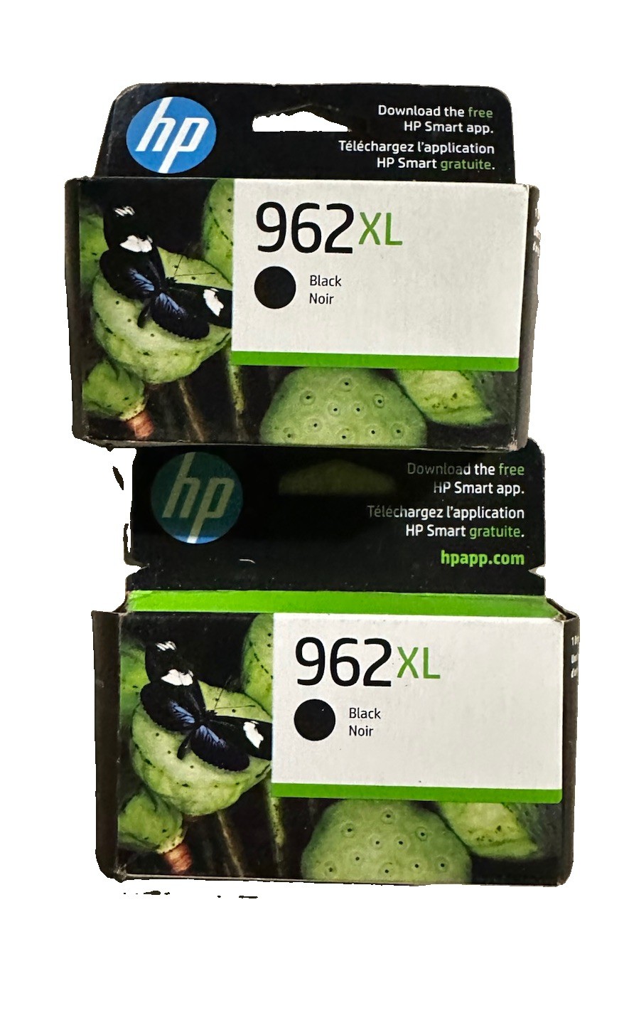 Lot of 2 Genuine HP 962XL Black High Yield Ink Cartridges OEM Expired 04/2024