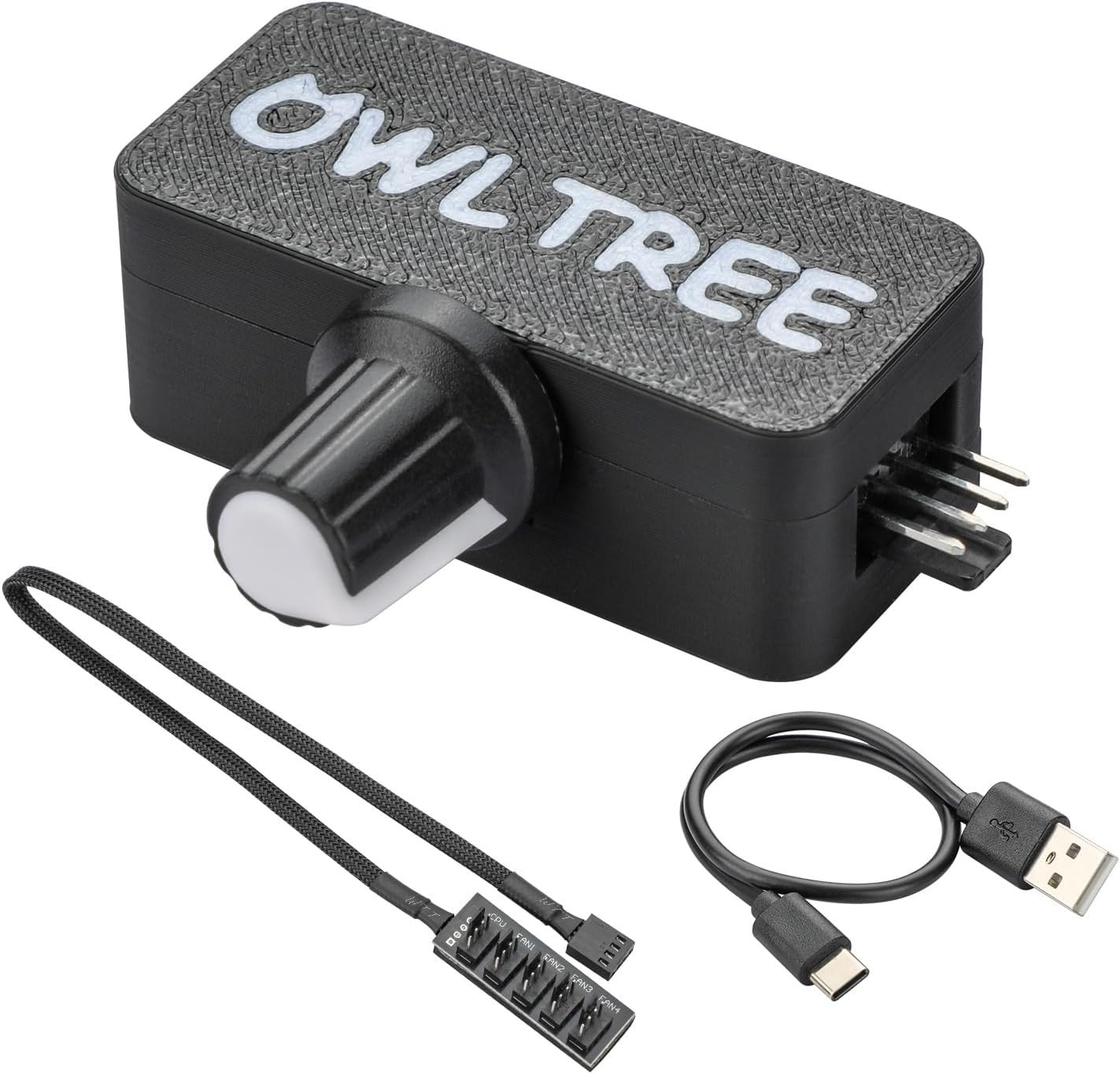 4 Pin 12V PWM Fan Controller with Type C USB Power Cable and 4Pin 5 Way PWM Fan