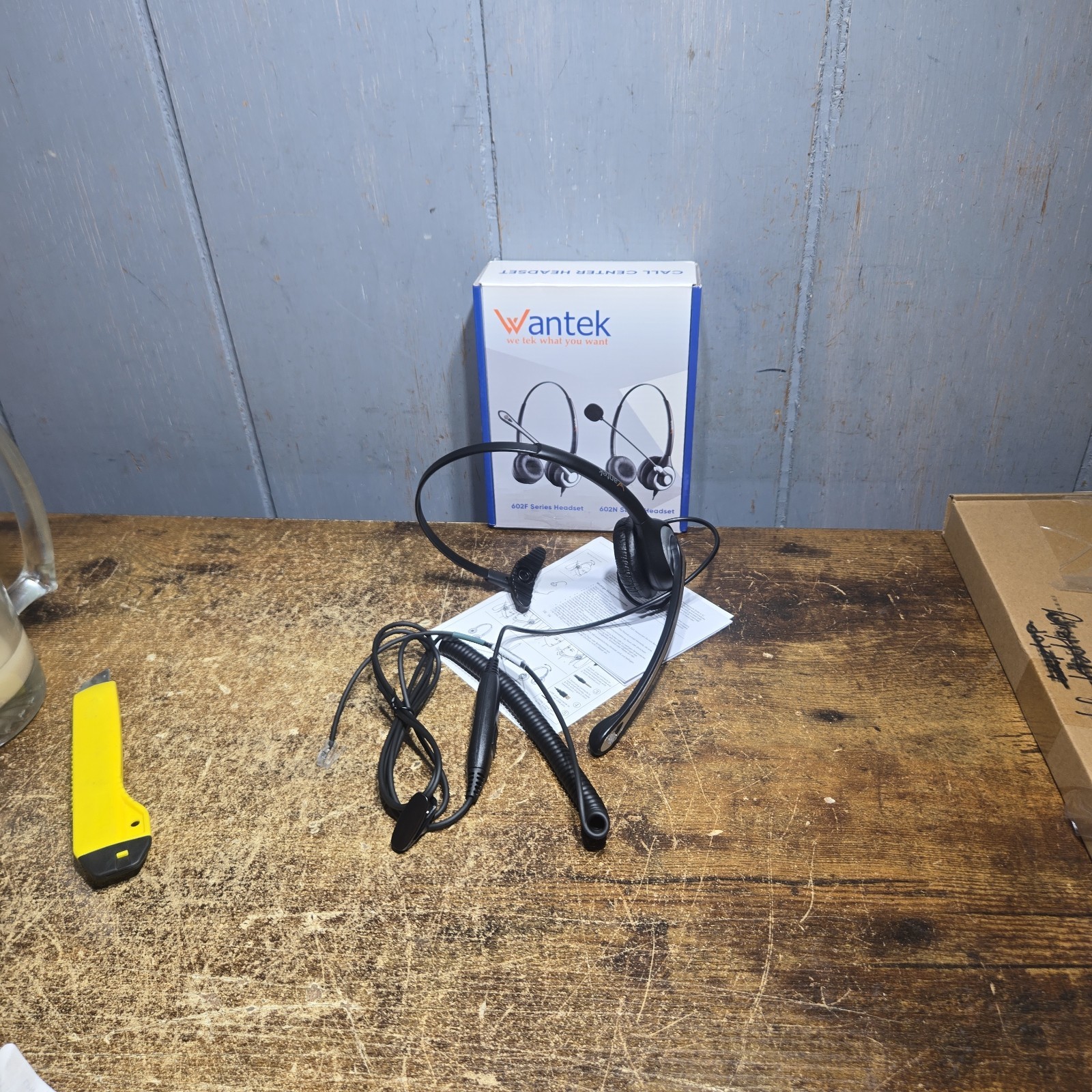 Wantek A600F RJ9 Headset w/ Mic Noise Cancelling Call Center PC Computer Headpho