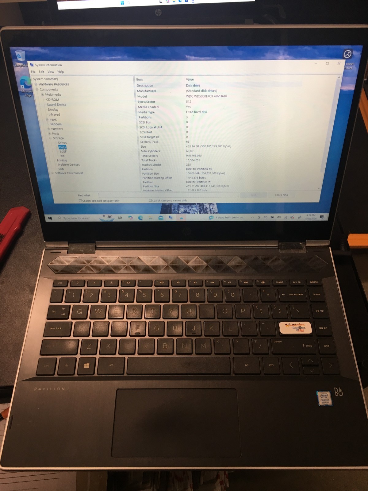 HP Pavilion x360  i3 8th  gen 2.20Ghz 8GB Ram 500 GB HDD Win 10  laptop 0039