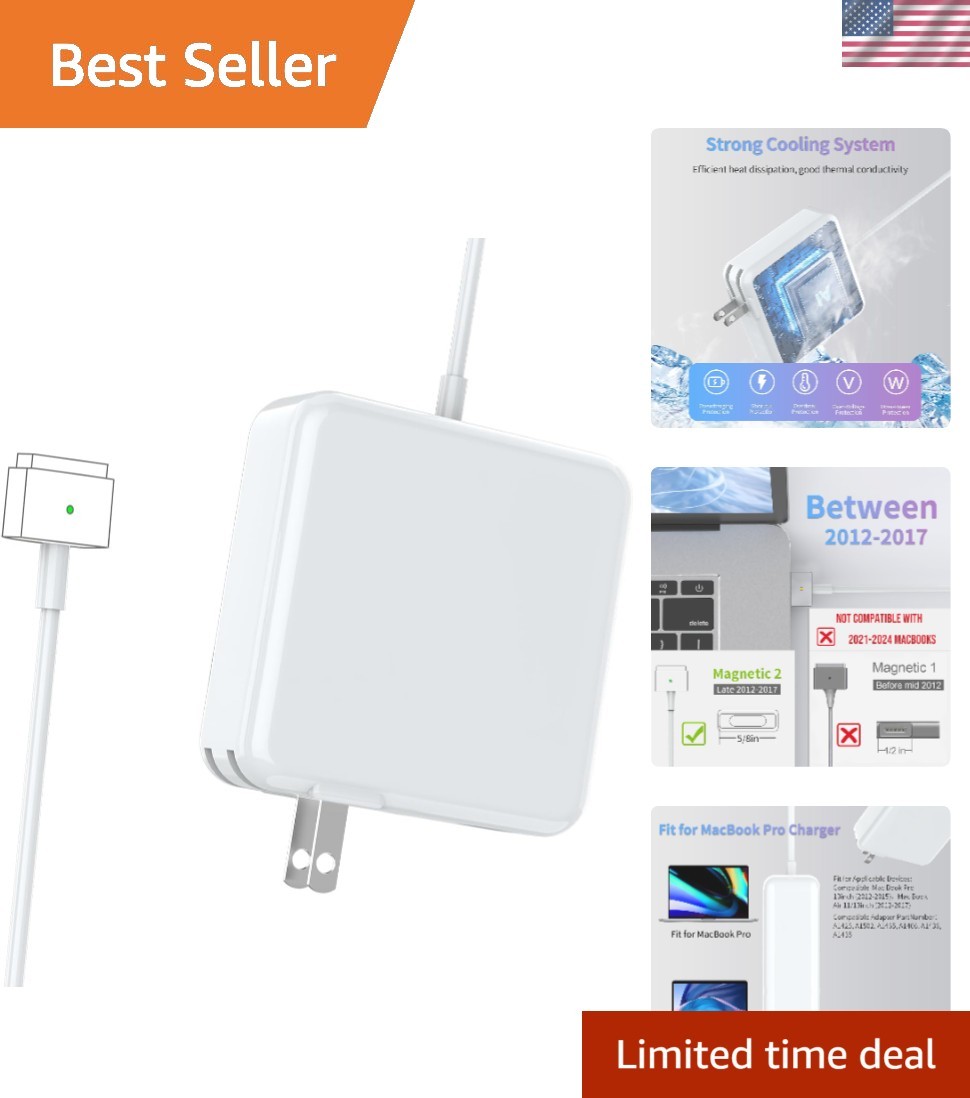 Portable 60W T-Style Magnetic Power Adapter for MacBook Air/Pro – Fast Charge