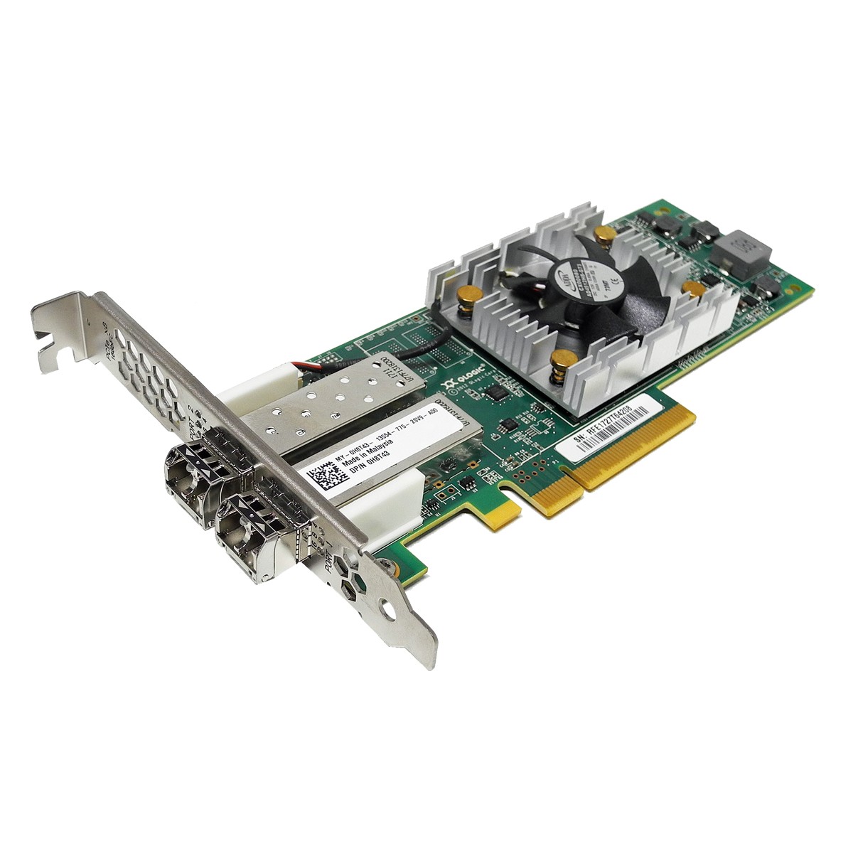 QLogic QLE2662-Dell Dual Port 16Gb PCIe x8 FC Server Adapter 0H8T43 FP +2x GBICs