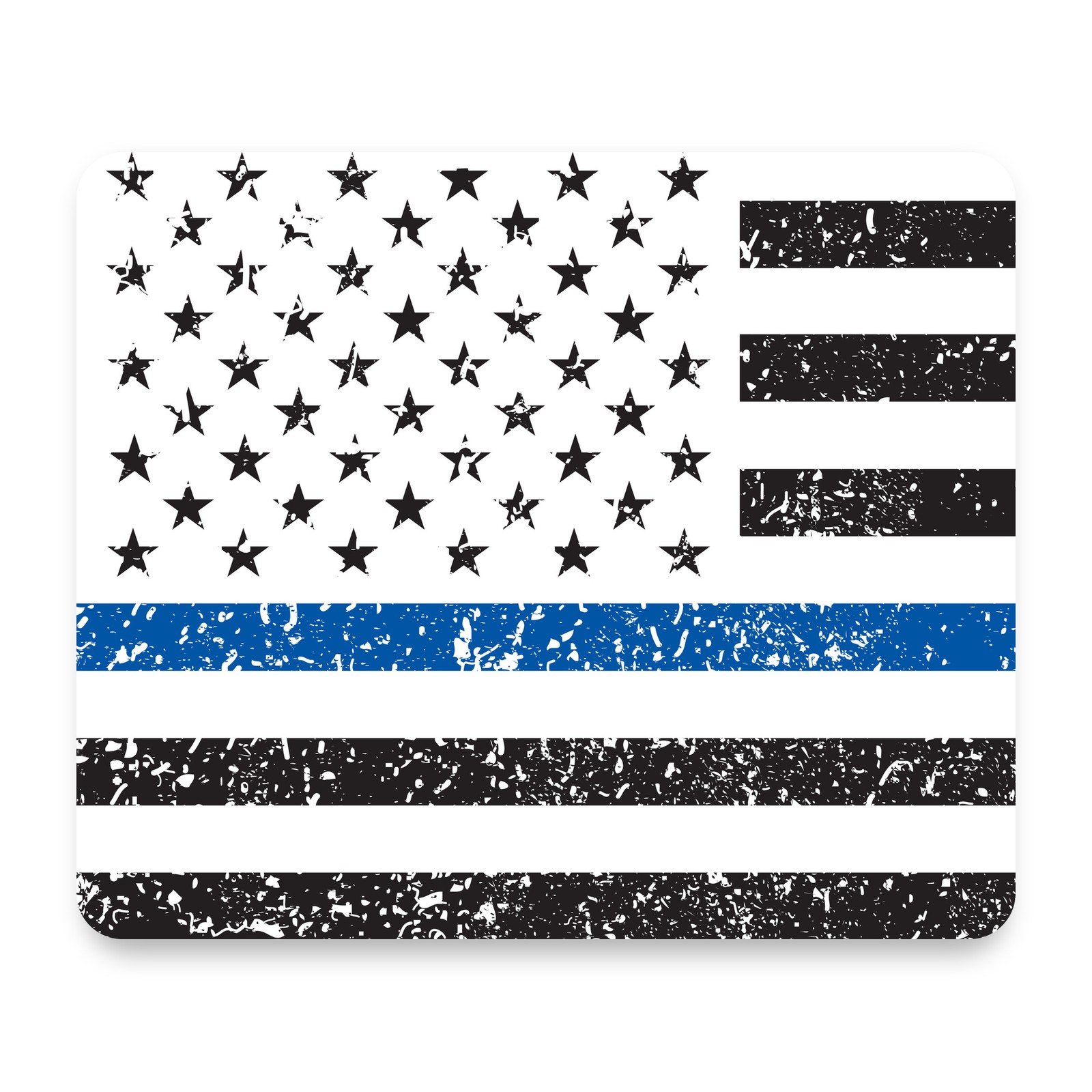 Thin Blue Line American Flag distressed weathered police support Mouse Pad