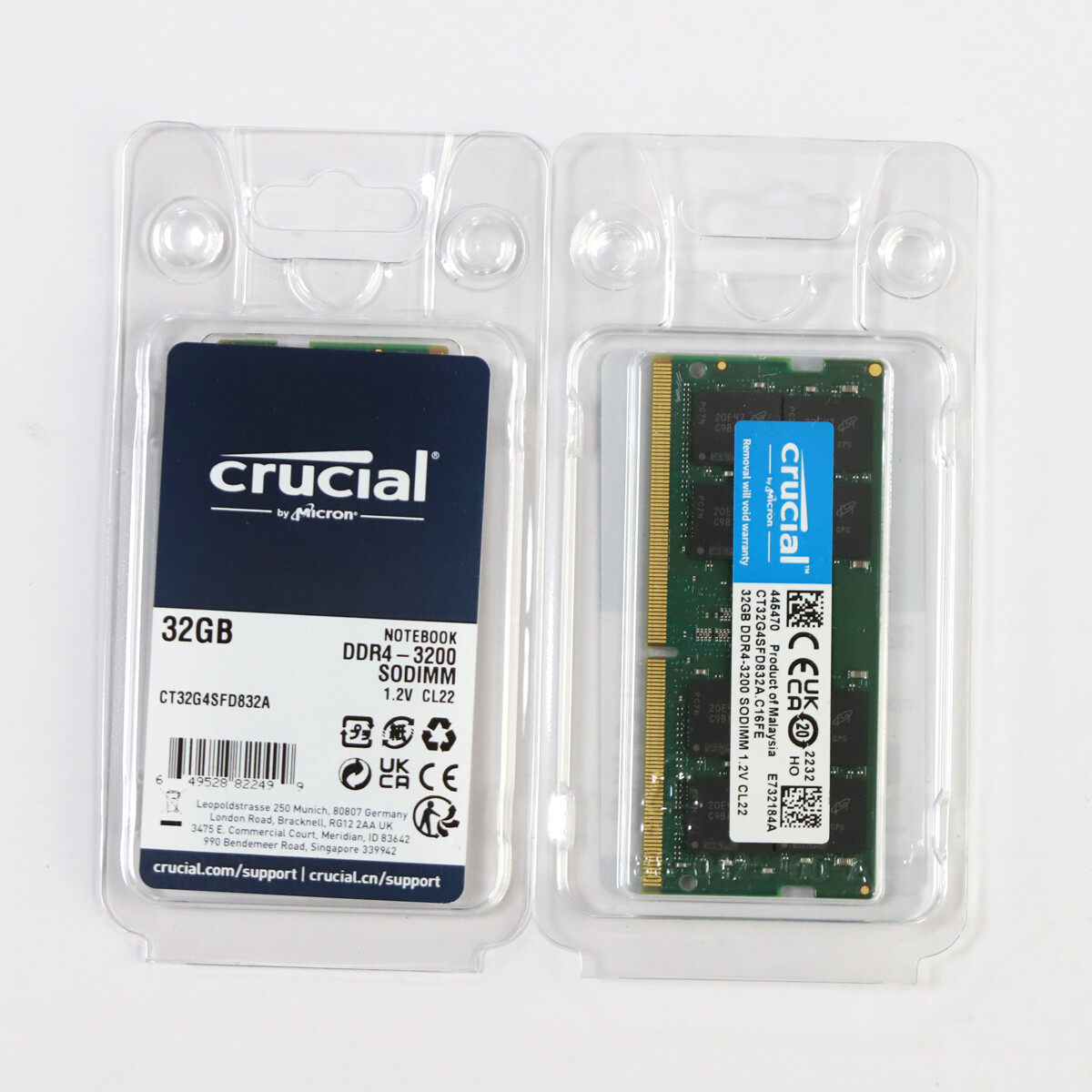 Crucial 32GB DDR4 3200 MHz CL22 2RX8 260-Pin SO-DIMM Memory Module CT32G4SFD832A