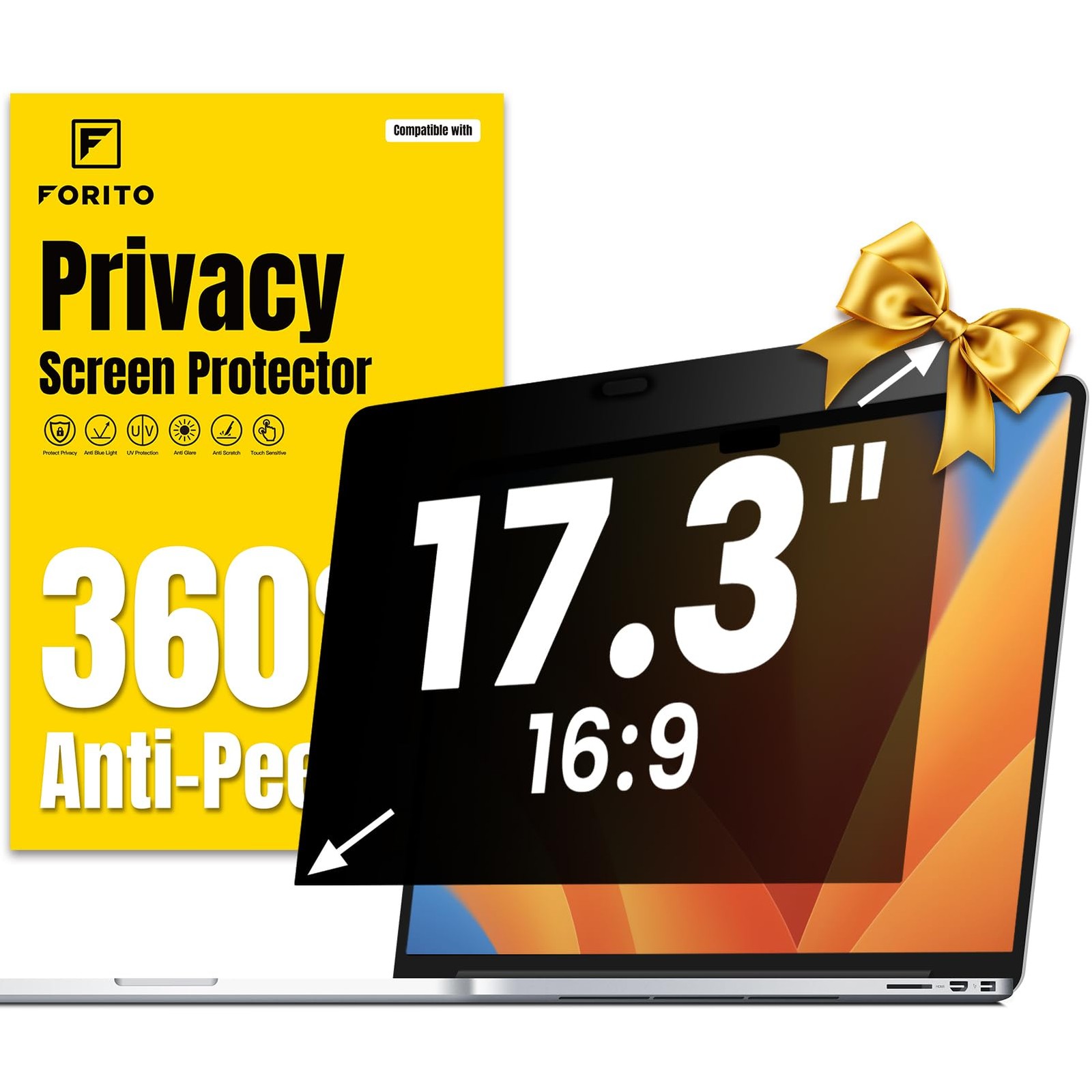 F FORITO 17.3 Inch 16:9 360° 17 Computer with Aspect Ratio, Black