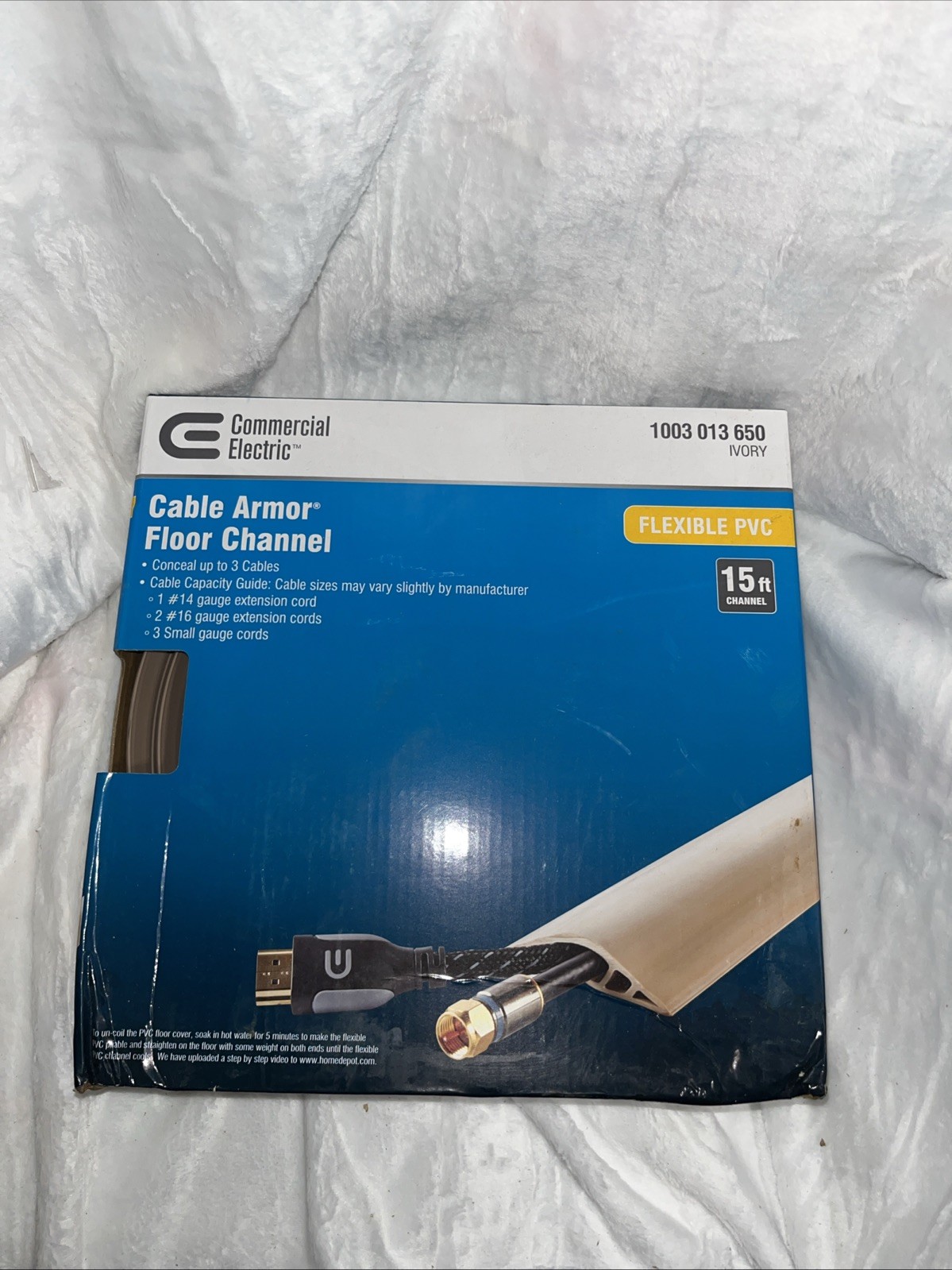 ​Commercial Electric A91-15V 15 ft. PVC Floor Cord Protector in Ivory