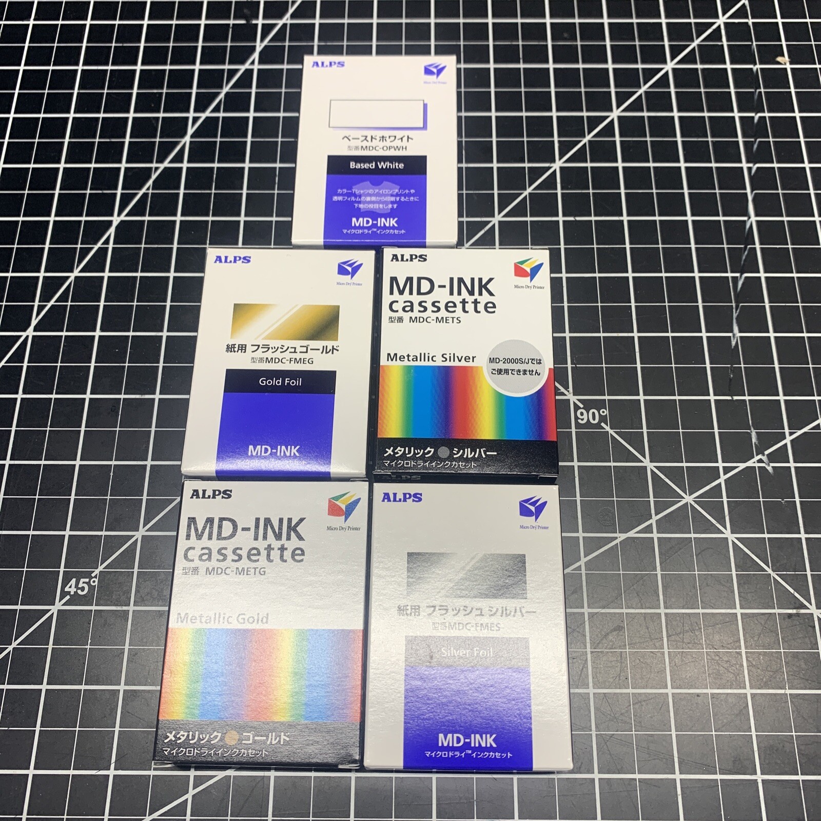 Lot of 5 Alps MD Printer Gold Metallic Ink Cartridge MDC-METG Silver White