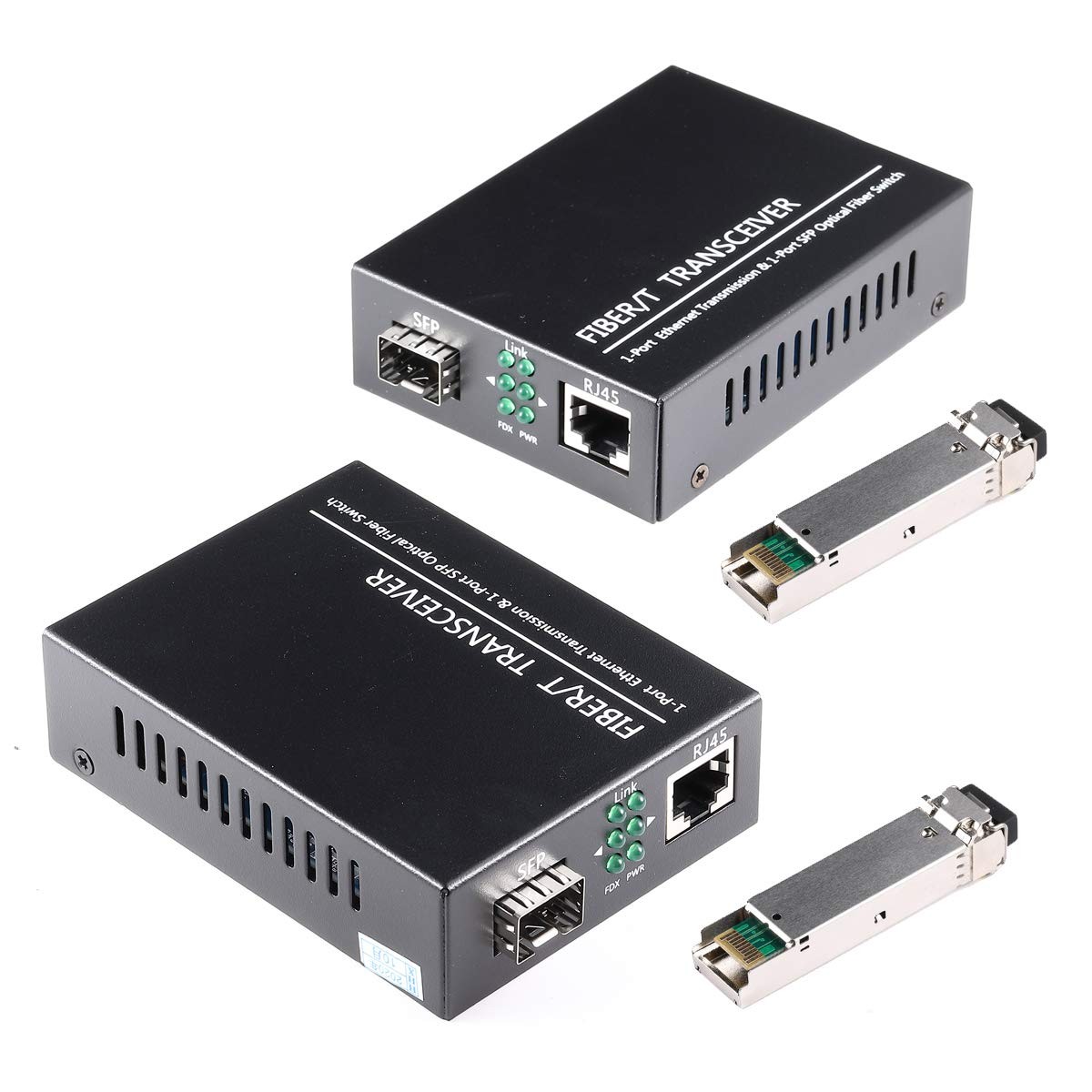 2PCS 1.25G Bidi Gigabit Fiber Media Converter w/ SFP Module, 30KM Single-Mode