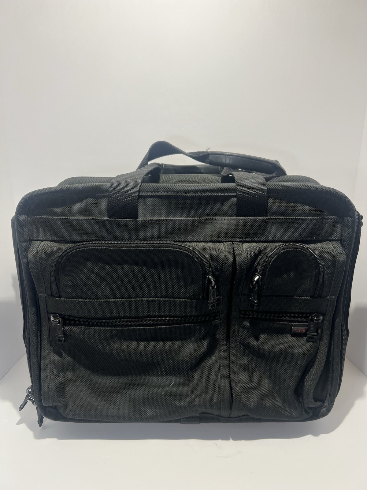 TUMI 2206D3 Black Ballistic Wheeled Expandable Briefcase/Carry On Bag w/Strap