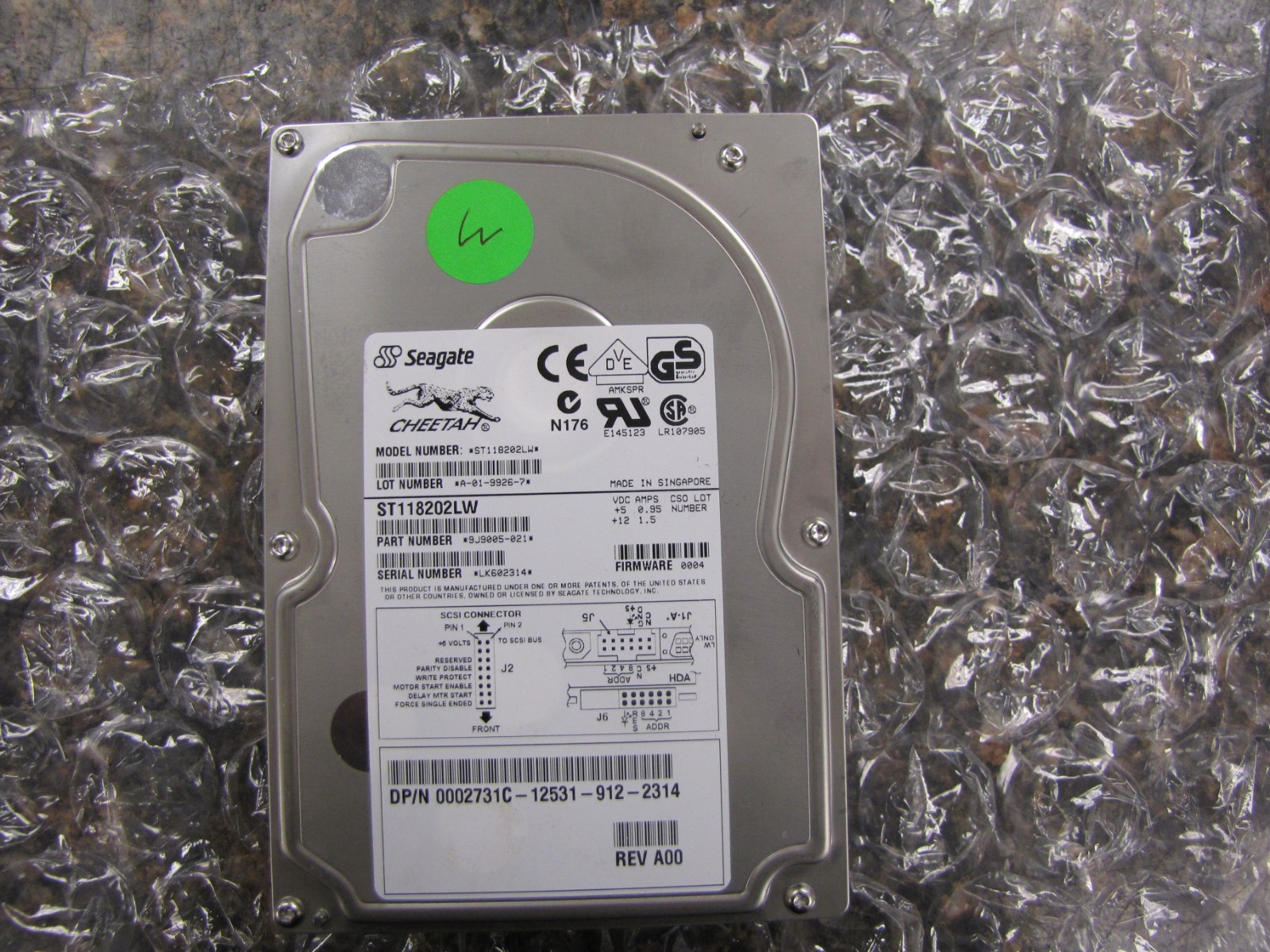 RARE Seagate ST118202LW | 18GB 10KRPM Ultra2 SCSI 3.5" Hard Drive -TESTED- NN9