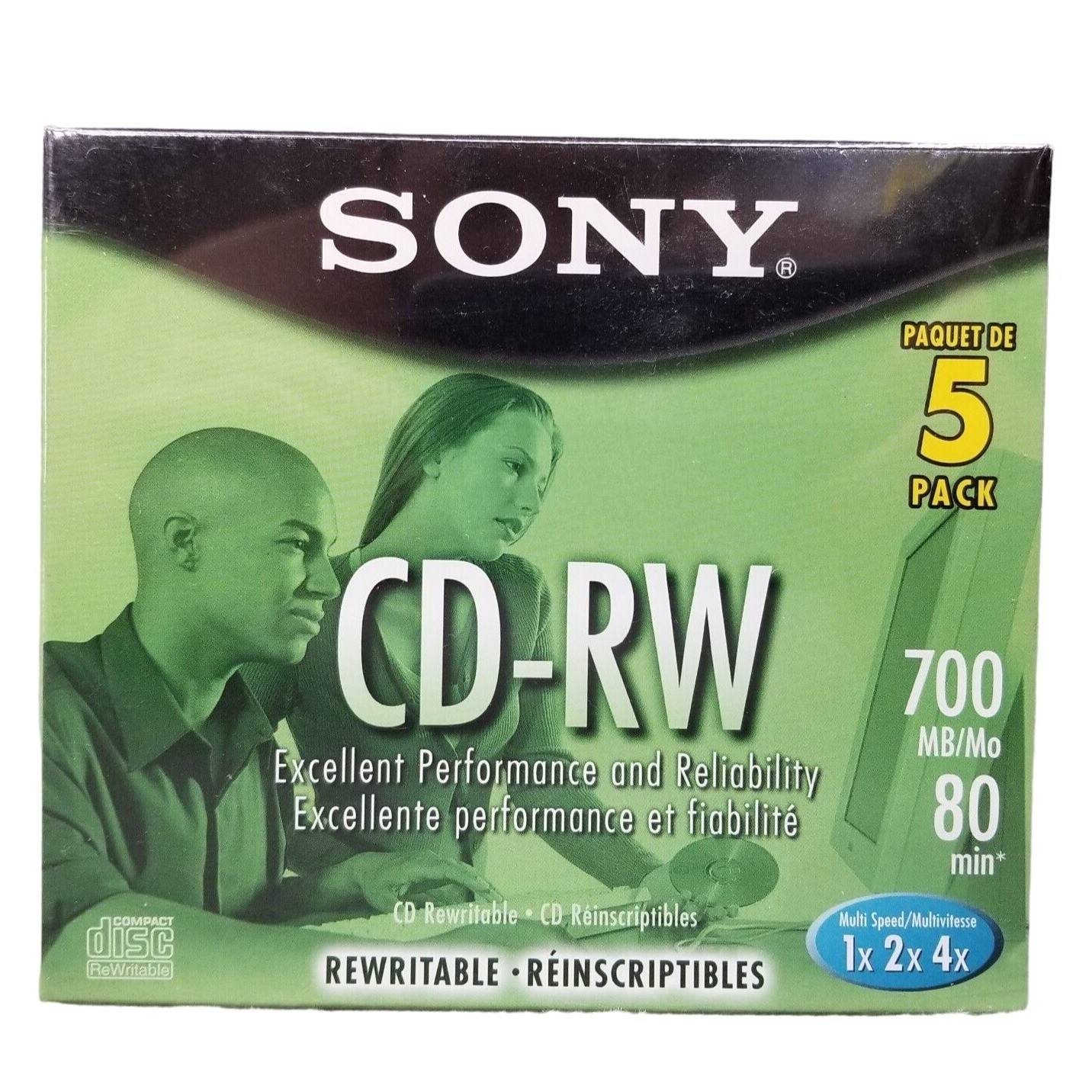 Sony CD-RW 5 Pack 700MB 80 Min Rewritable Blank Discs New Sealed