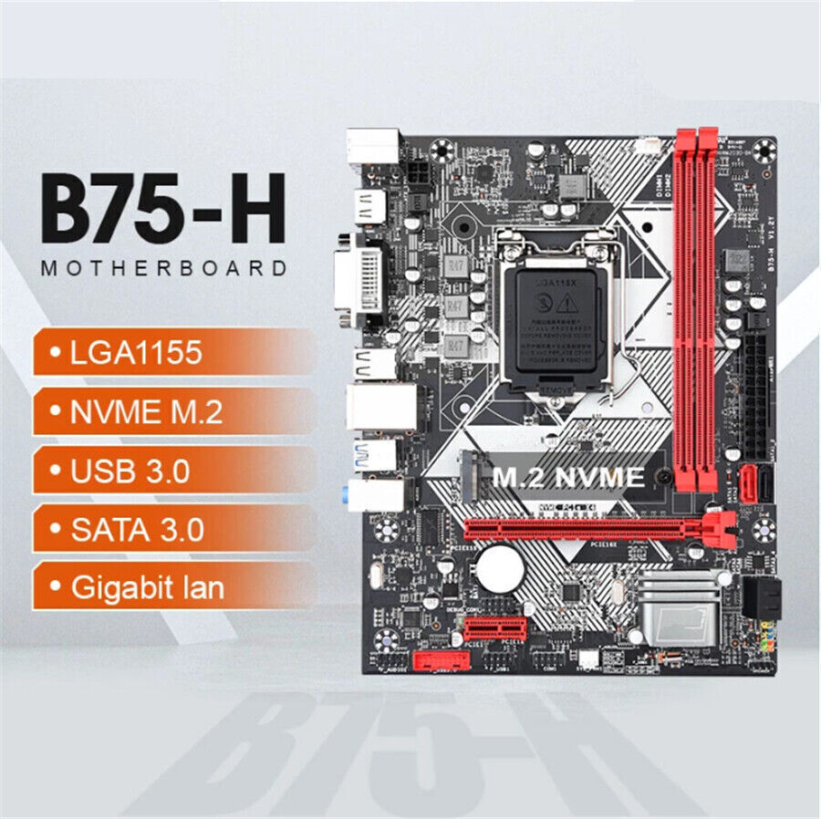 B75H Gaming PC Motherboard LGA 1155 Support DDR3 RAM NVME USB3.0 SATA3 Placa Mae