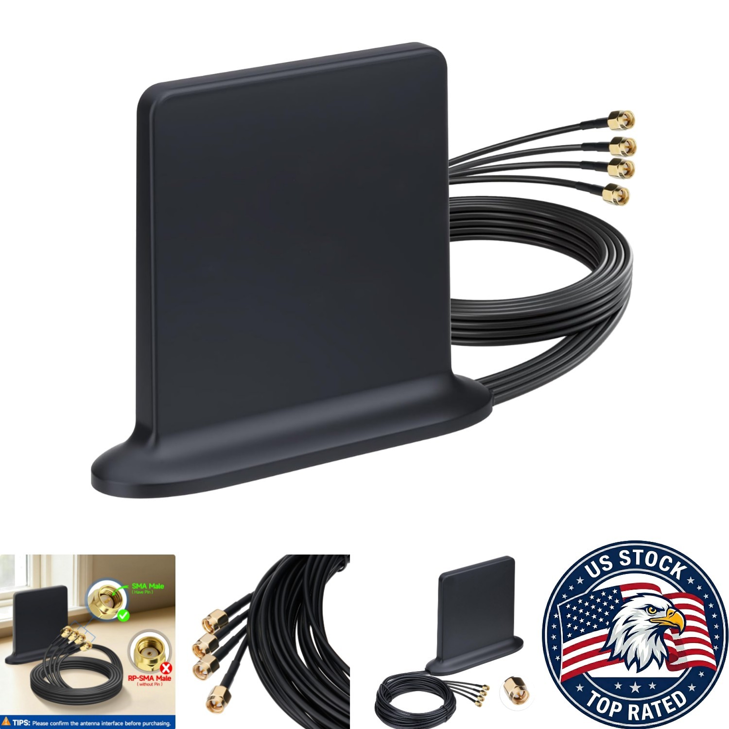 Versatile 5G 4G LTE Antenna with SMA Male Connector - Ideal for Home/Business