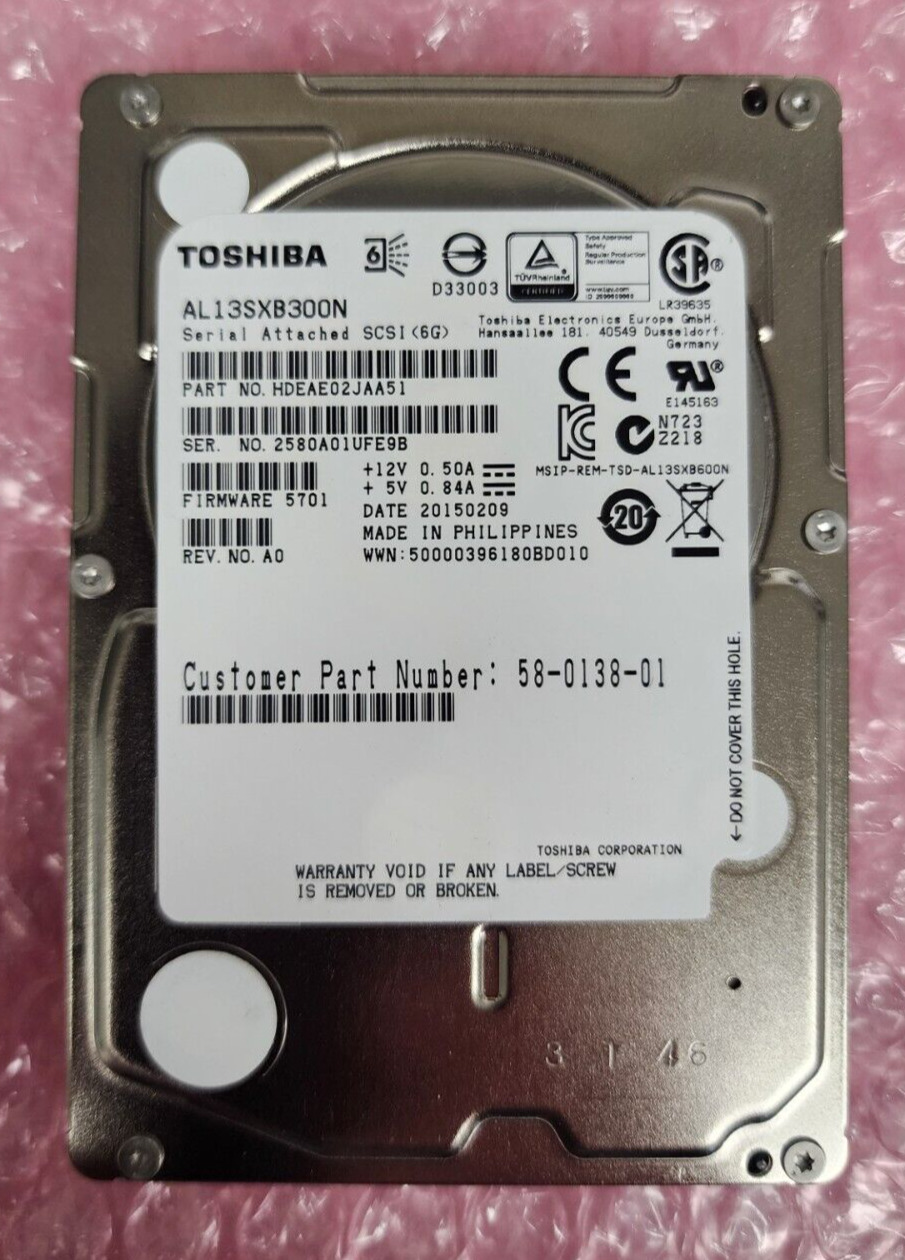 LOT of 10 x Toshiba AL13SXB300N 300GB 15K RPM 6Gb 2.5