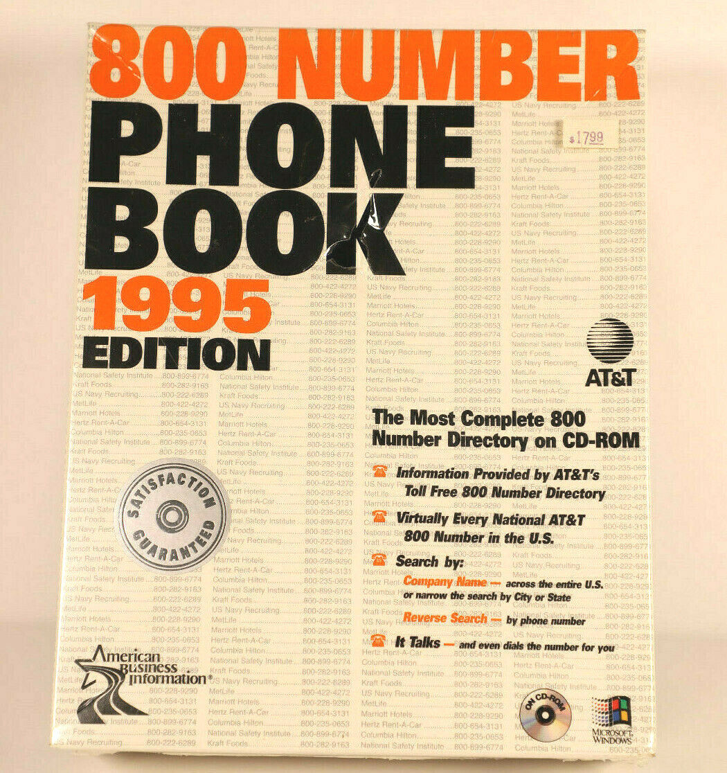 800 Number Phone Book 1995 edition Factory Sealed w/defect - CD-ROM vintage
