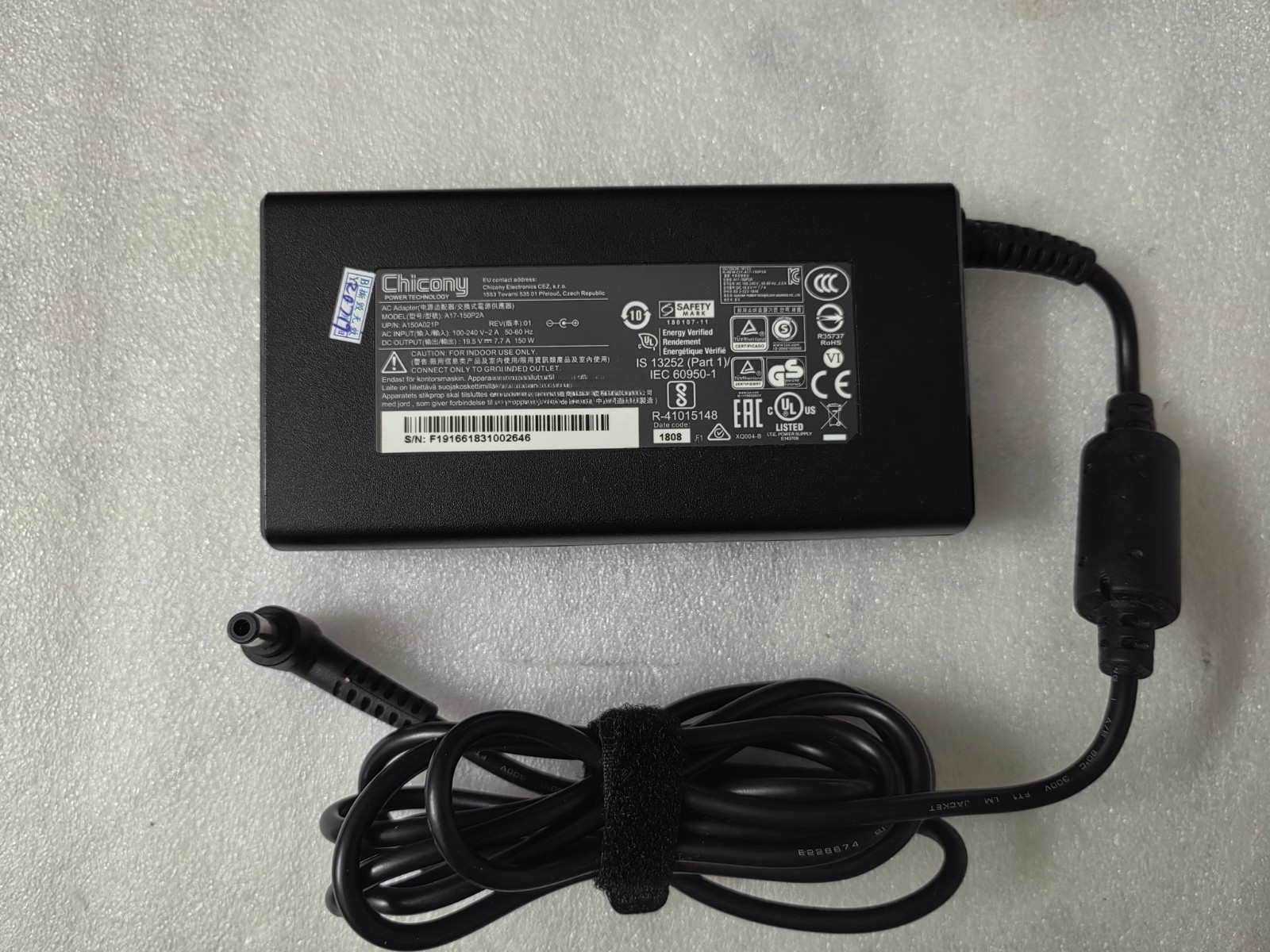 For MSI GF62 7RE-2481UK 150W Chicony 19.5V 7.7A A17-150P2A Slim Charger Original