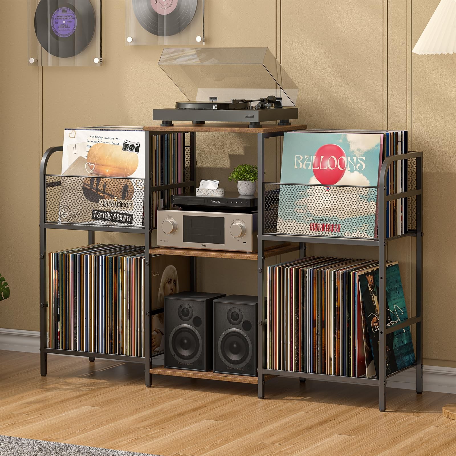 Record Player Stand with Vinyl Storage, Record Storage for 350+ Albums, Tunta...