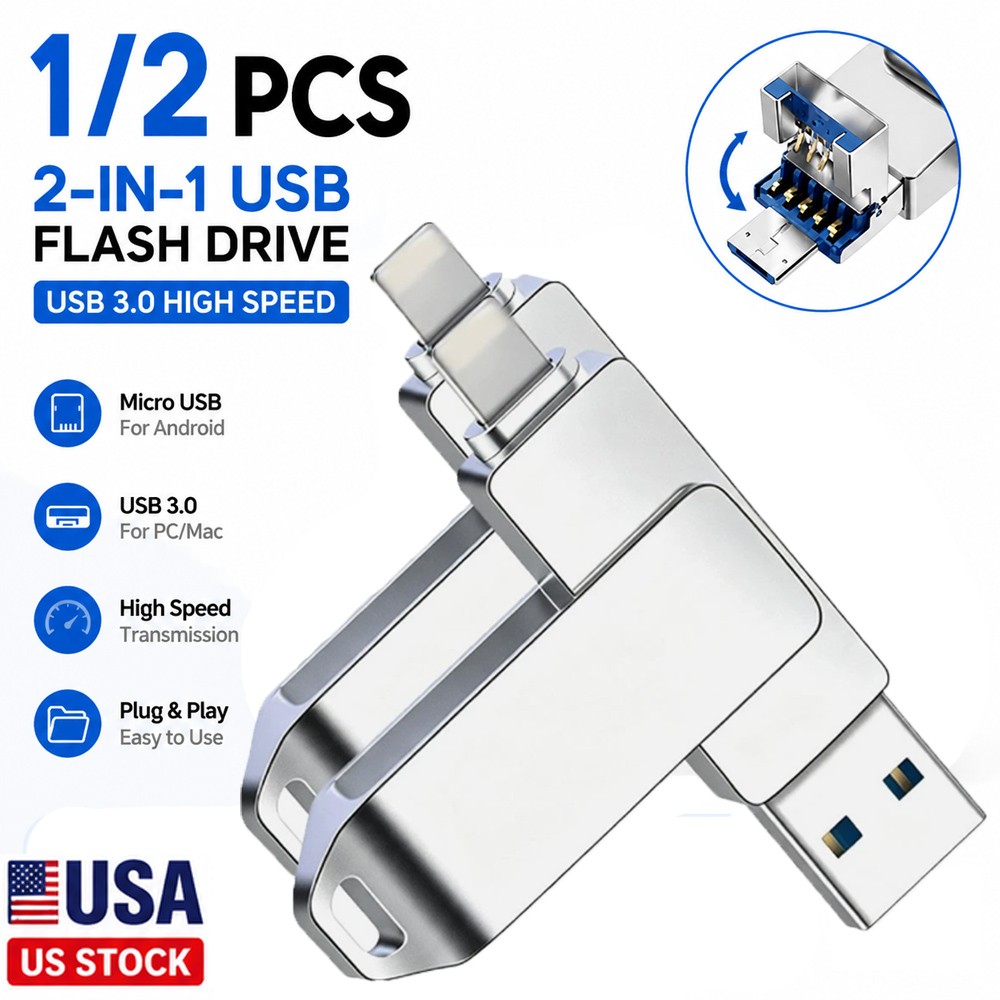 1/2pcs USB 3.0 Flash Drive 2TB Type C Memory Photo Stick for iPhone Android iPad