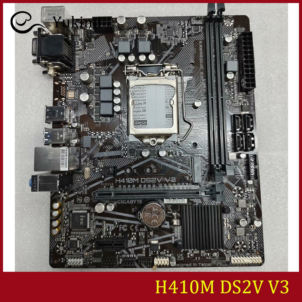 FOR GIGABYTE H410M DS2V V3 LGA1200 DDR4*2 64GB VGA DVI-D Ｍotherboard Test OK