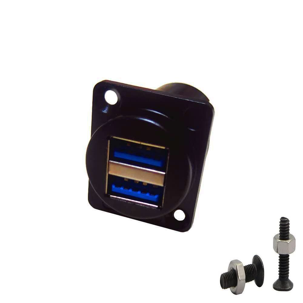 SHANFEILU USB 3.0 D-Type Panel Mount Socket Dual 2X Solderless Adapter