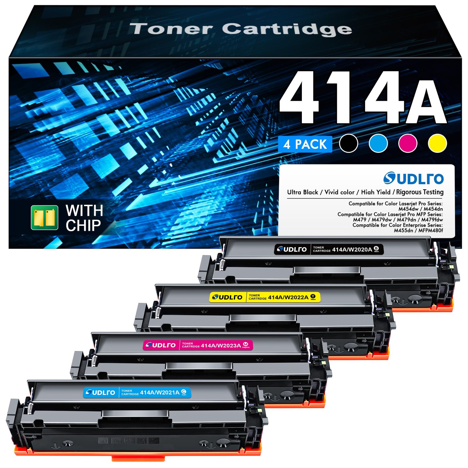 414A Black Toner Cartridges 4 Pack for HP M479fdw M479fdn M454dw M454dn