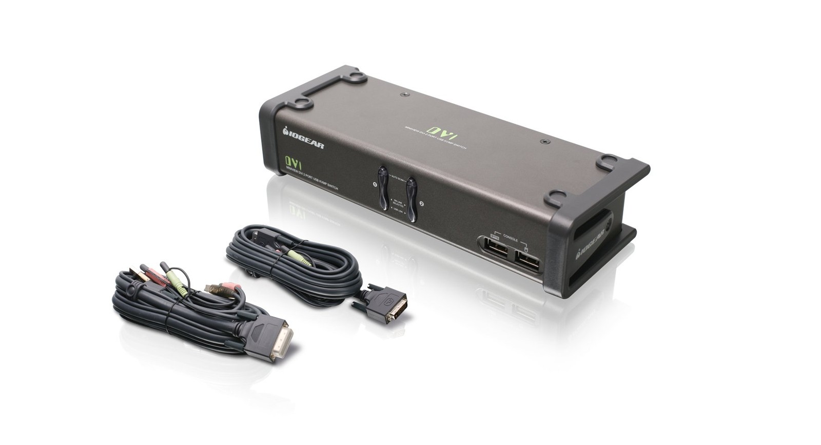 IOGEAR 2-Port DVI KVMP Switch w/Full Set of Cables GCS1102 TAA Compliant Black
