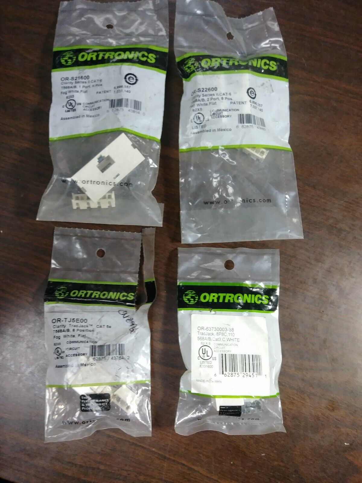 ORTRONICS MIXED LOT OF 4 JACKS CAT 6 CAT 5E CAT NEW IN PACKAGE SURPLUS