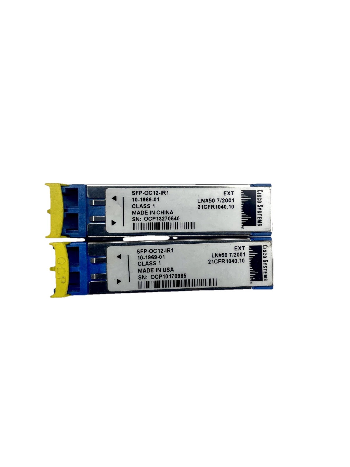 (Lot of 2) Cisco SFP-OC12-IR1 OC12/STM-4 SMF 1310nm 15KM SFP Transceiver