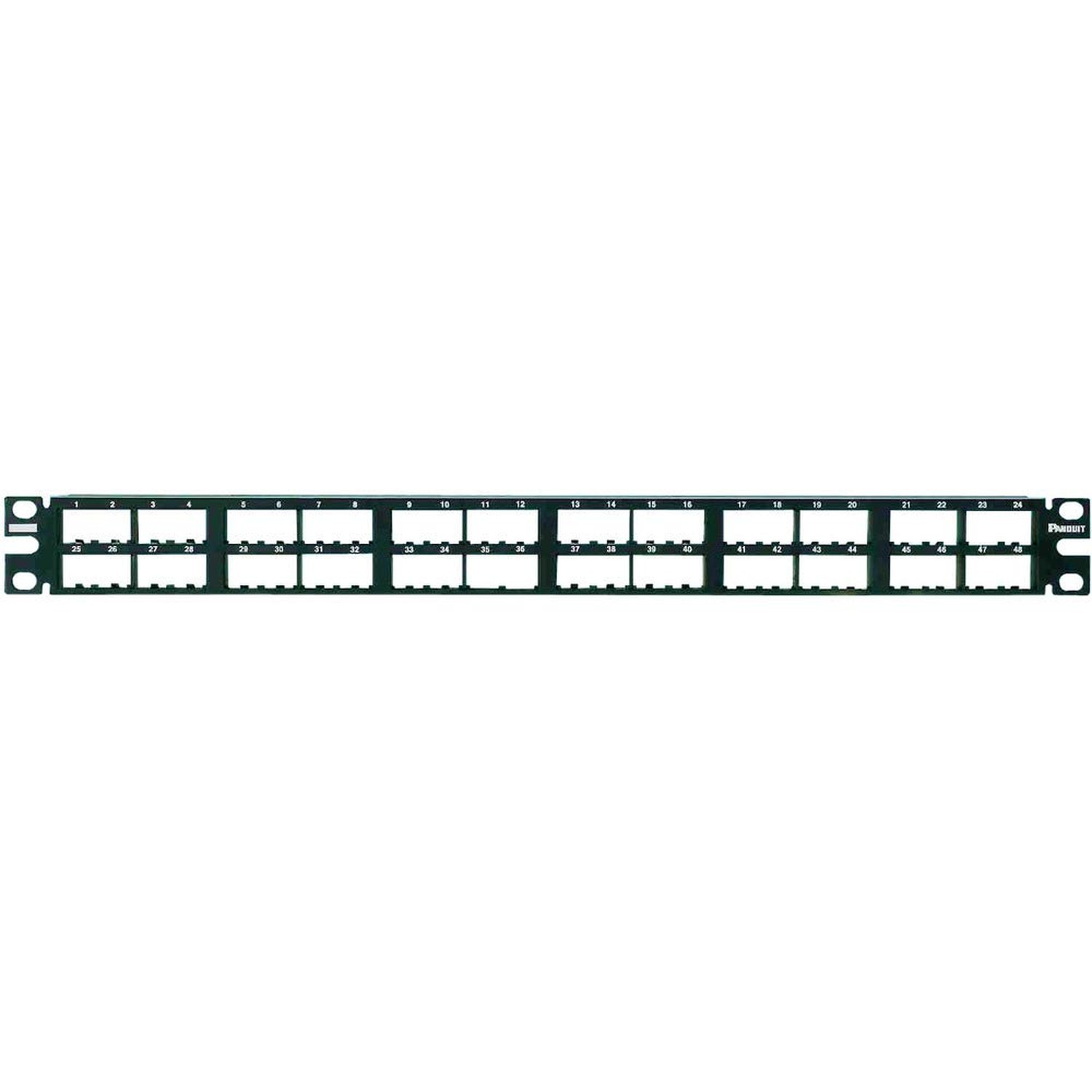 Panduit CPP48HDWBLY 48-Port Flat High-Density Patch Panel, Black 1 RU