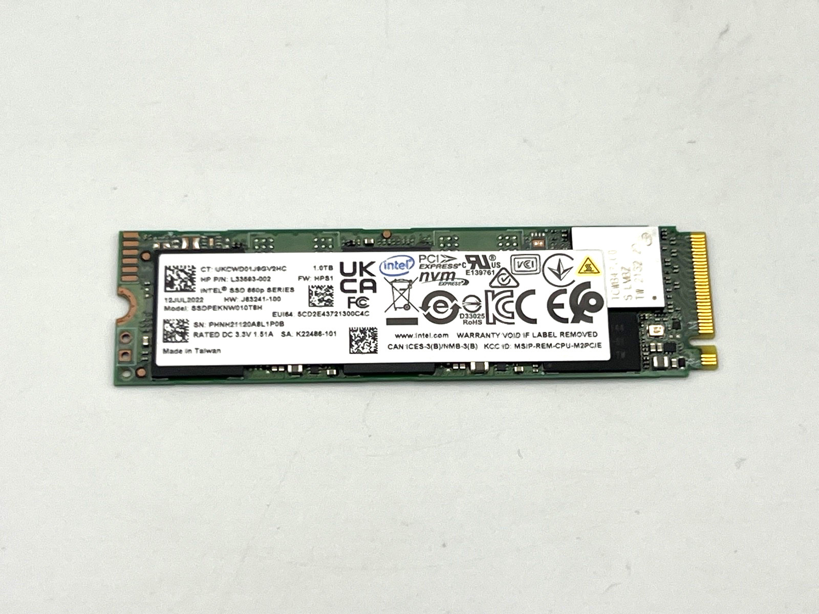 Intel 660p 1TB Gen3 M.2 NVMe SSD SSDPEKNW010TBH
