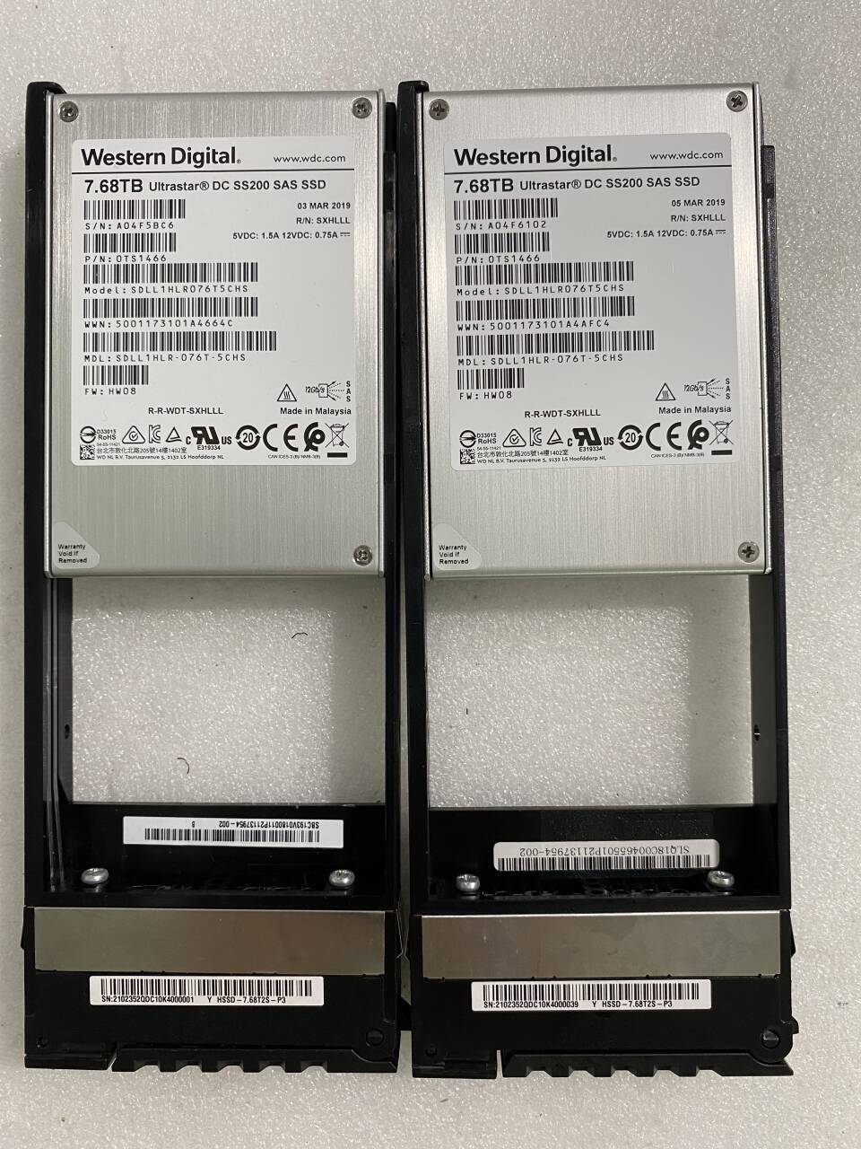 1pcs Western Digital WD 0TS1466 DC SS200 SDLL1HLR076T5CHS 7.68TB SAS SSD