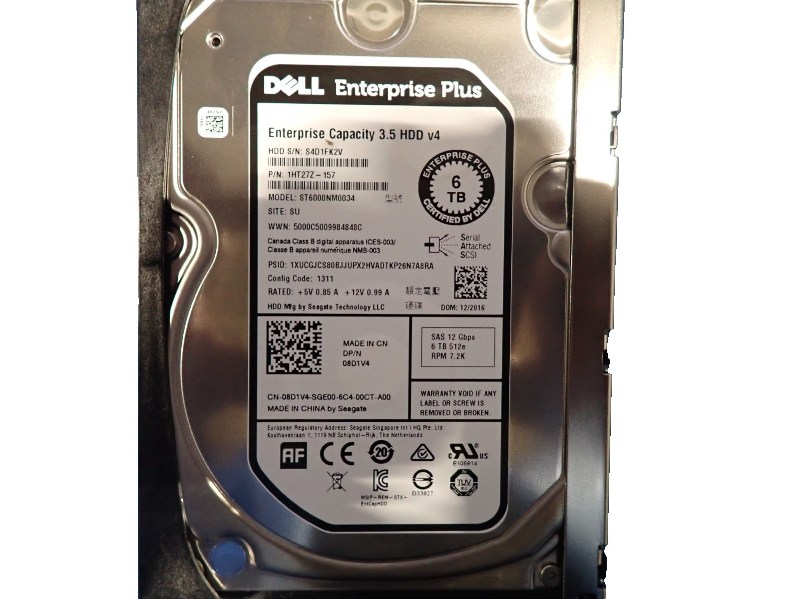 Dell 08D1V4 HDD 6TB, 7.2K RPM, 3.5-inch, 12Gbps SAS Internal Hard Disk Drives 
