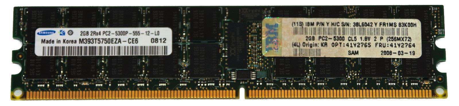SAMSUNG MAC M393T5750EZA RAM - CE6 IBM 41Y2765 41Y2764 2GB 2Rx4 ECC PC2-5300 