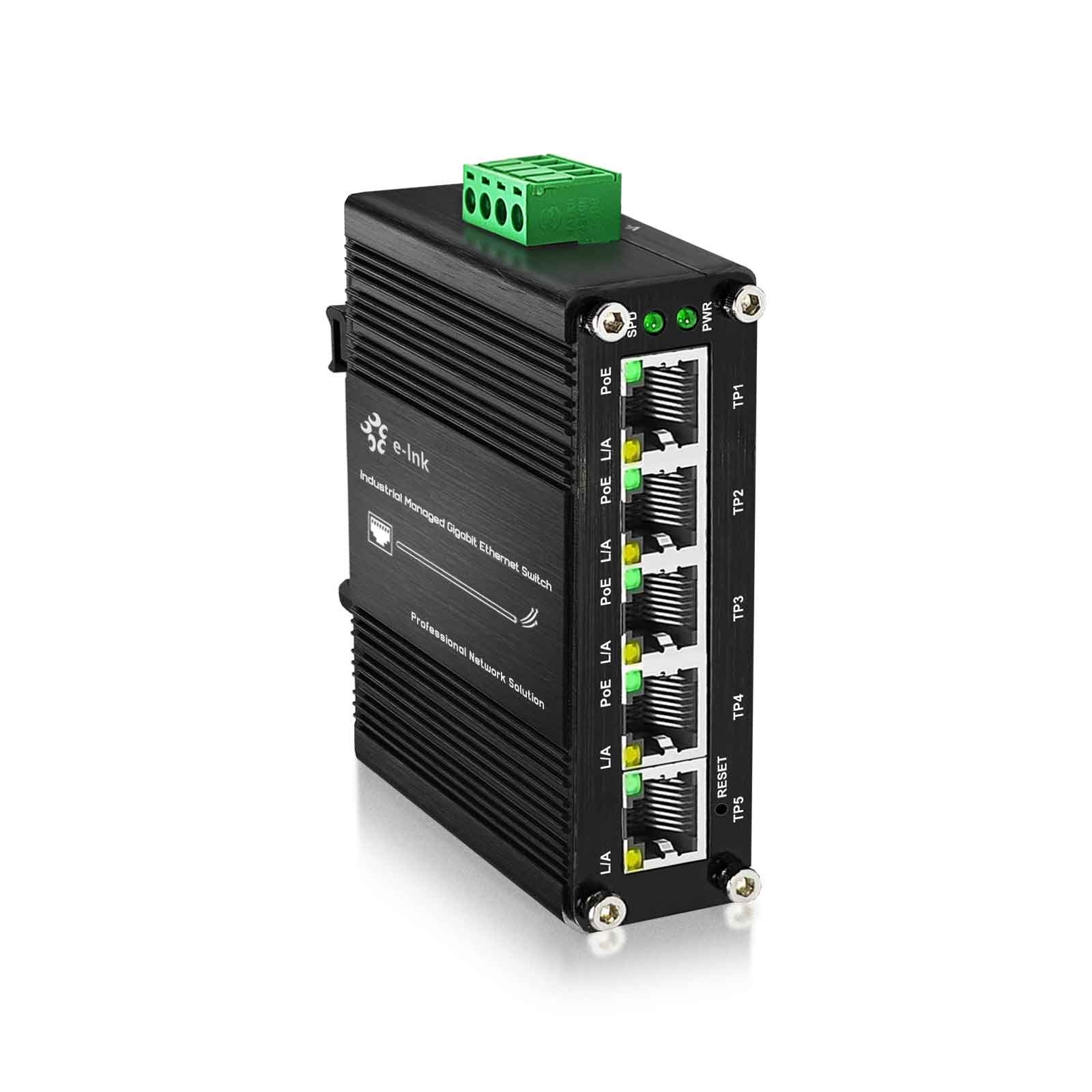 Managed POE Mini Industrial 5 Ports Gigabit Ethernet Switch Hardened 1000Mbps