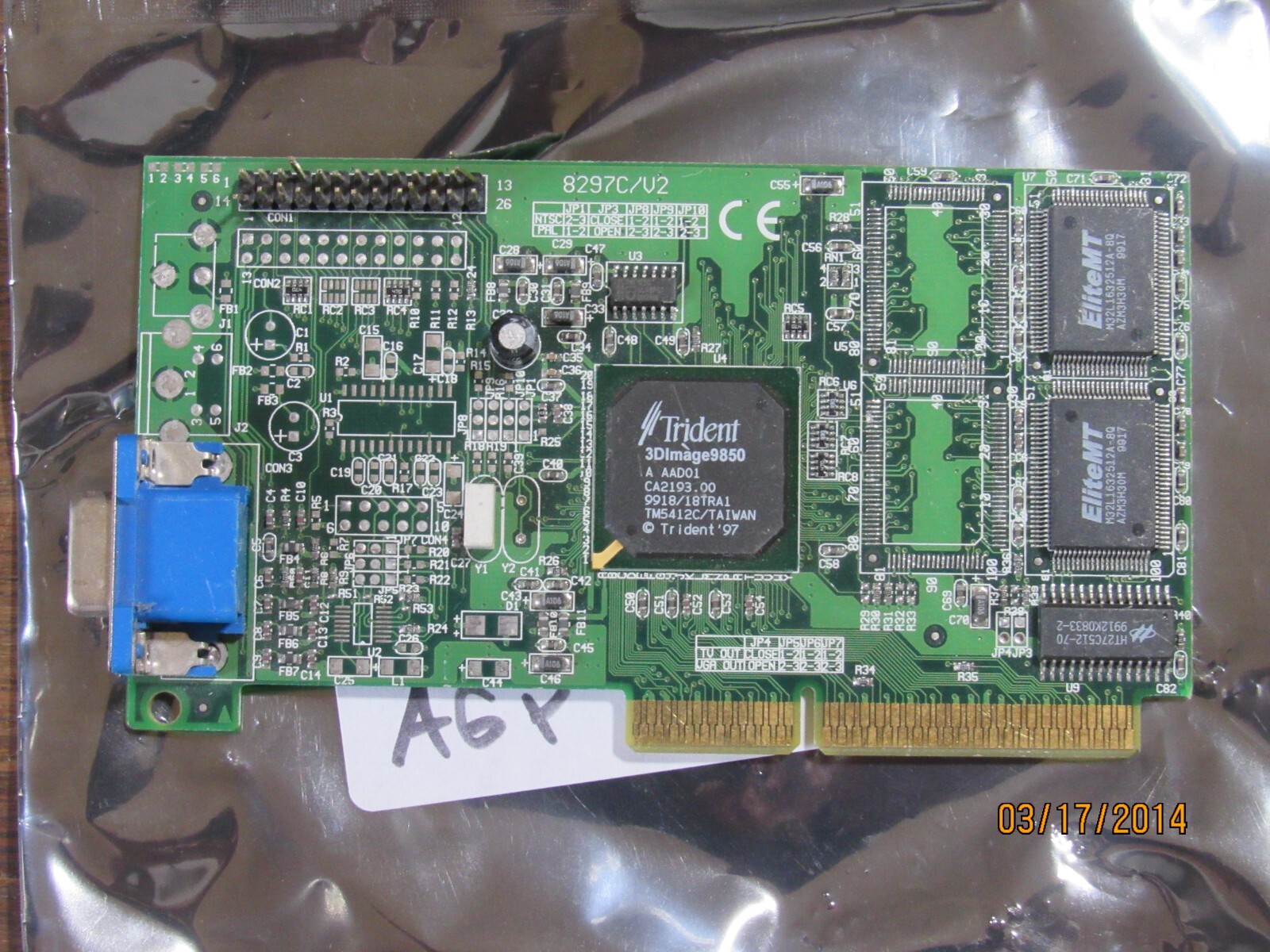 Trident T-985 Trident 3Dimage 9850. dos gaming,rare,Vintage vga Graphic Card 